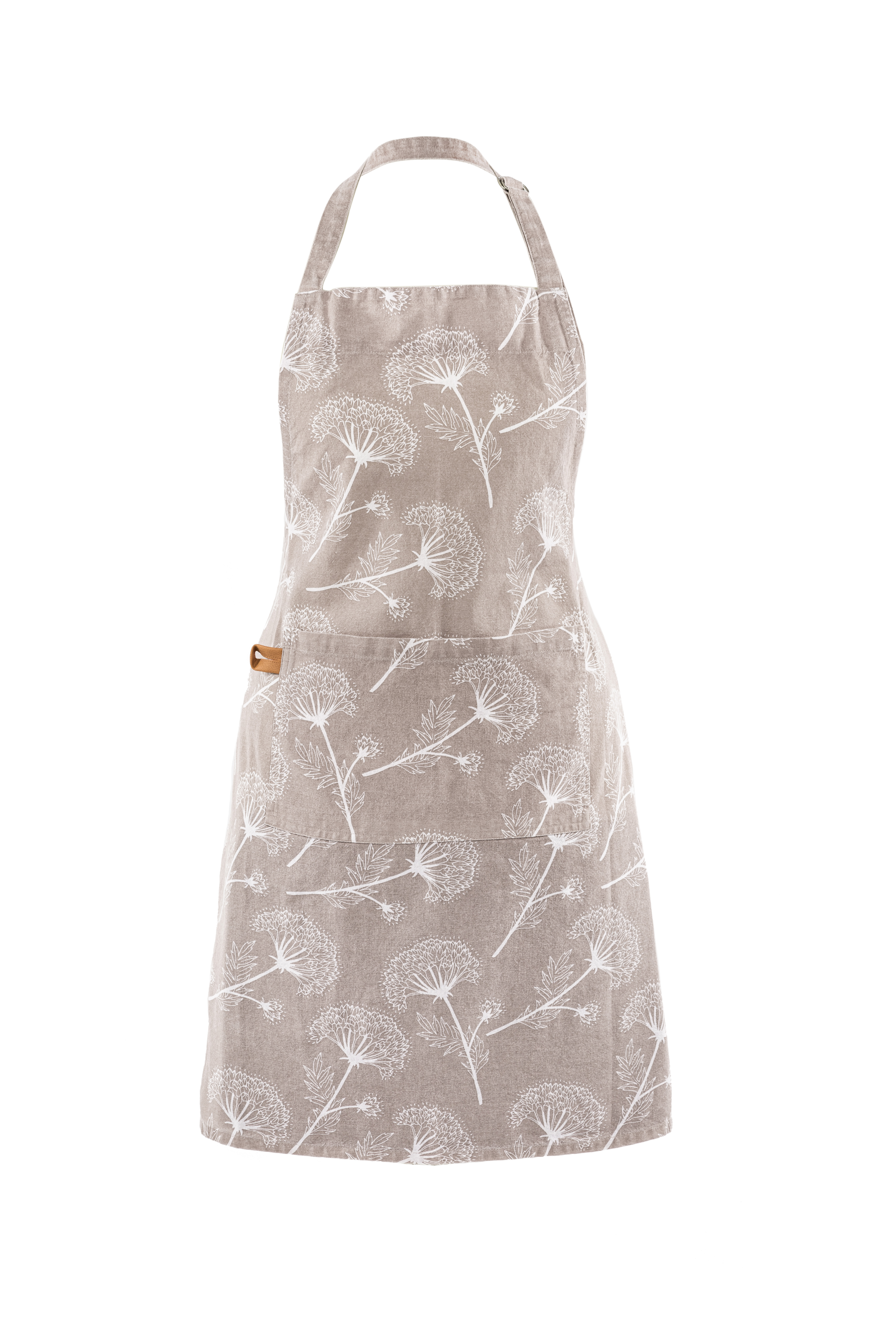 Tablier MYRNA, floral printed, 74x85cm, taupe