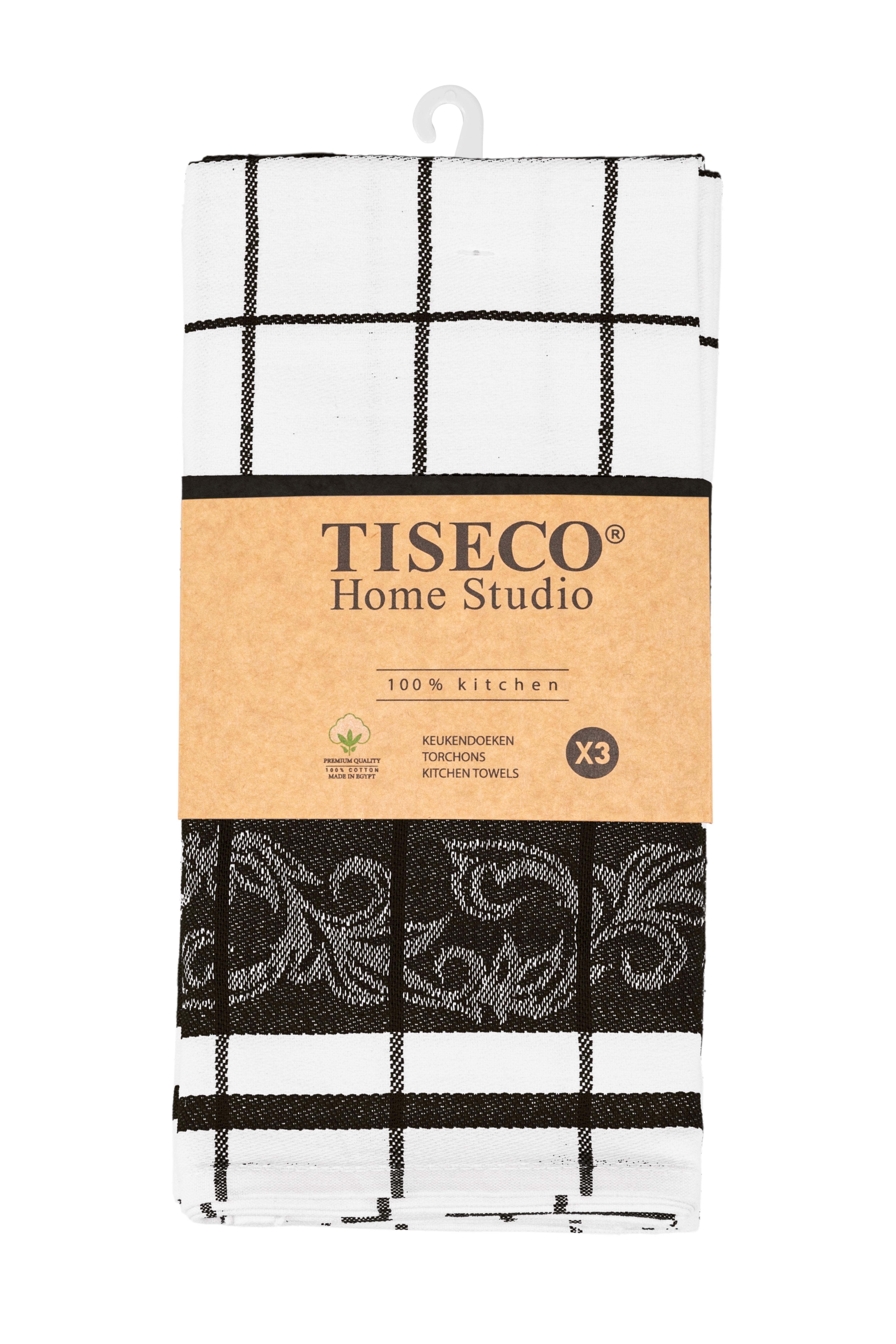 Torchon PHARAO ARABESQUE - SET/3 - 50x70 cm, noir