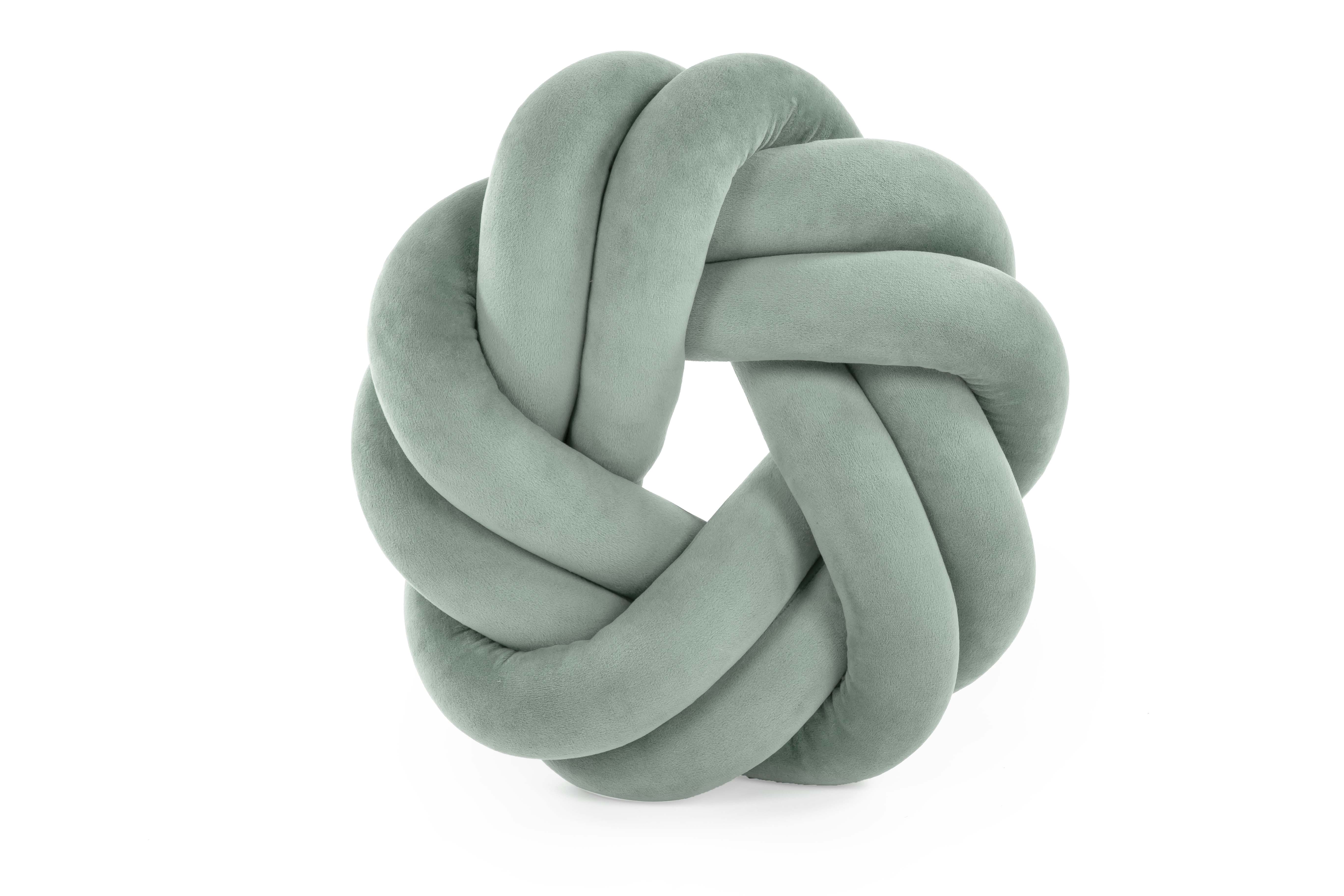 Kussen (gevuld) knot green stone 30x30x7cm