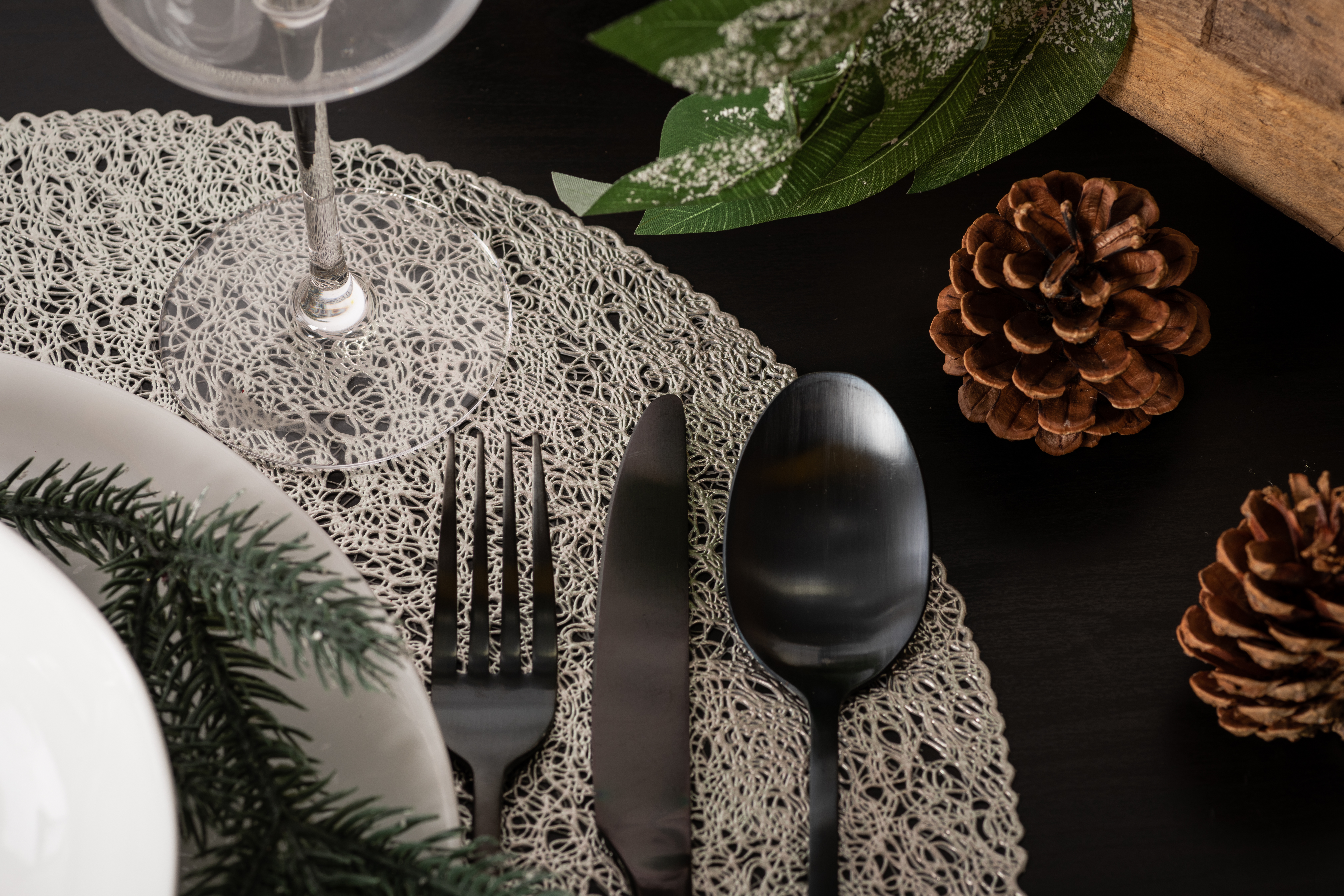 Set de table spaghetti round, 40 cm, silver