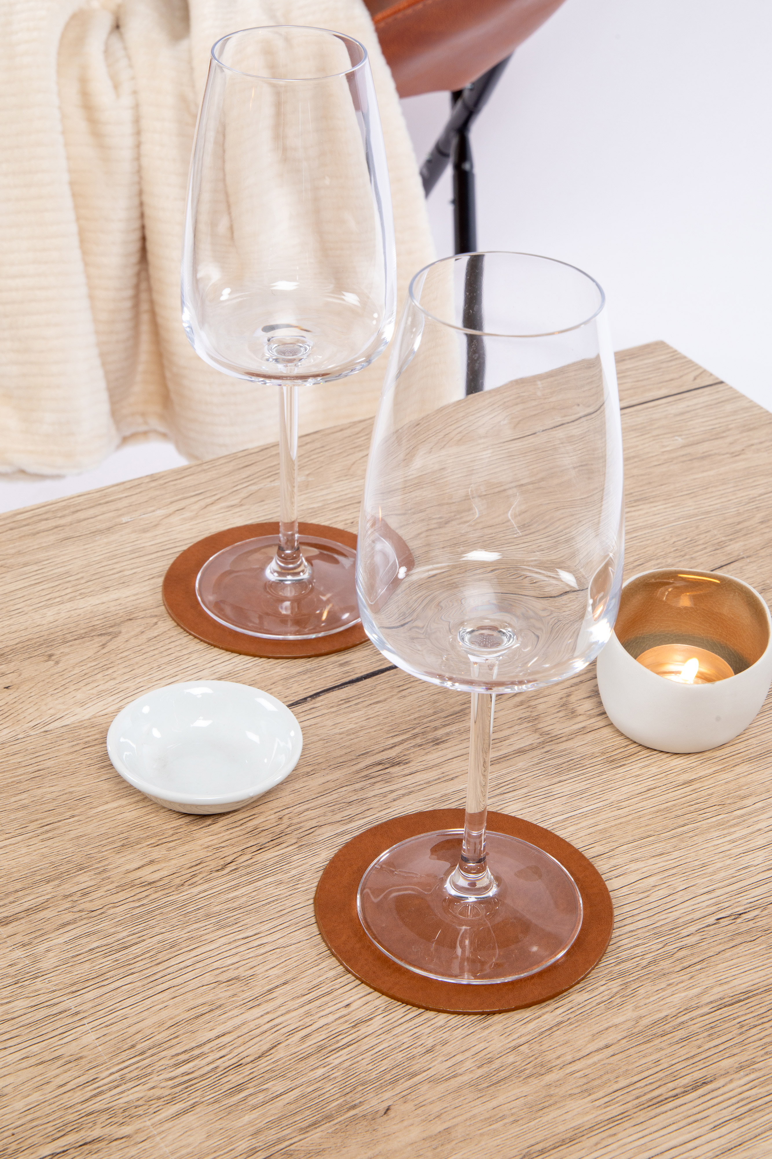 Dessous de verre TROJA – SET/4 – Dia 10 cm – Rond, caramel