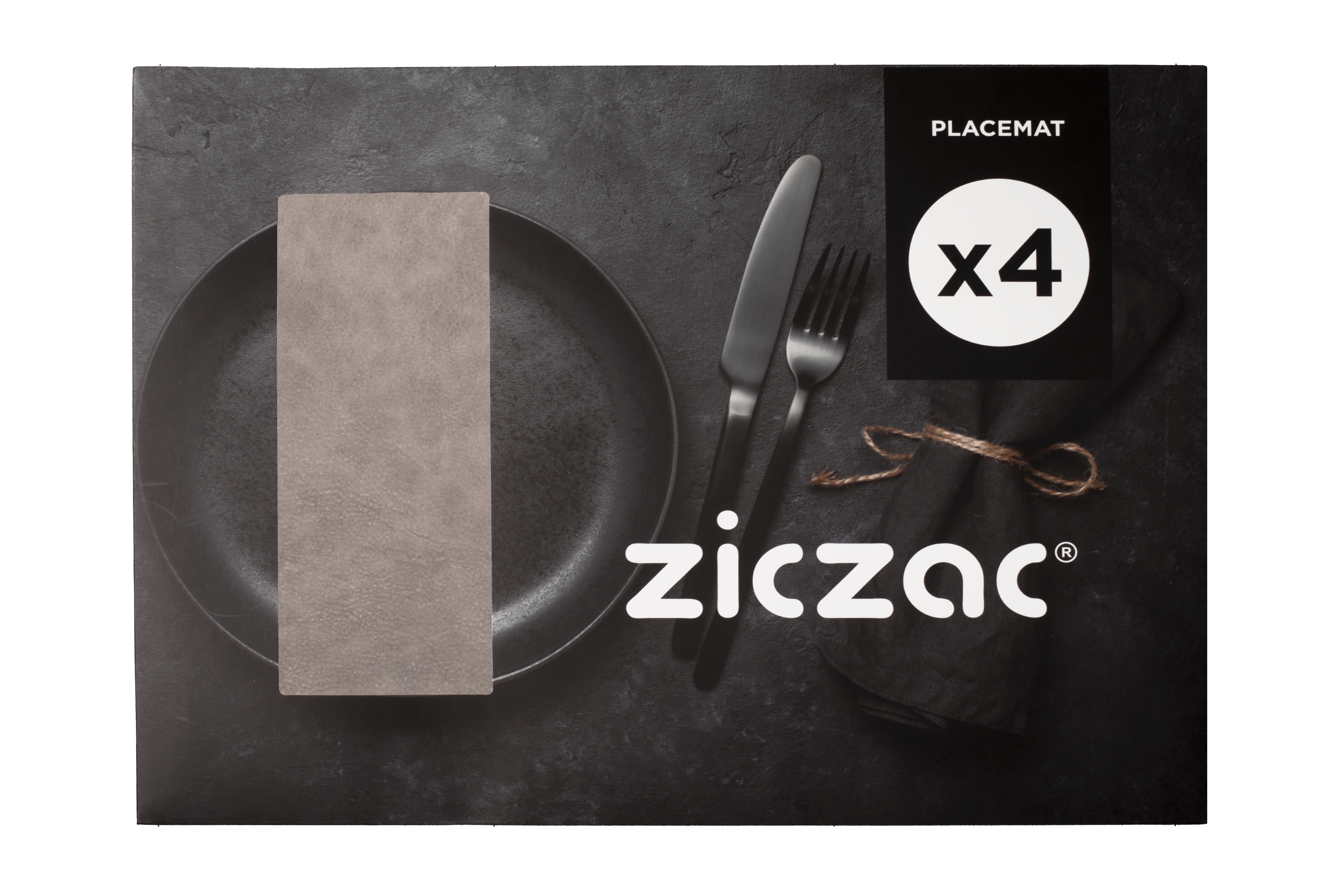 Coffret cadeau de 4 pièces - Set de table TROJA - 33x45 cm, charbon