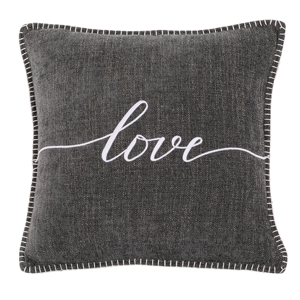 Kussen (gevuld) DAMIAN "LOVE" - 45X45CM, dark grey