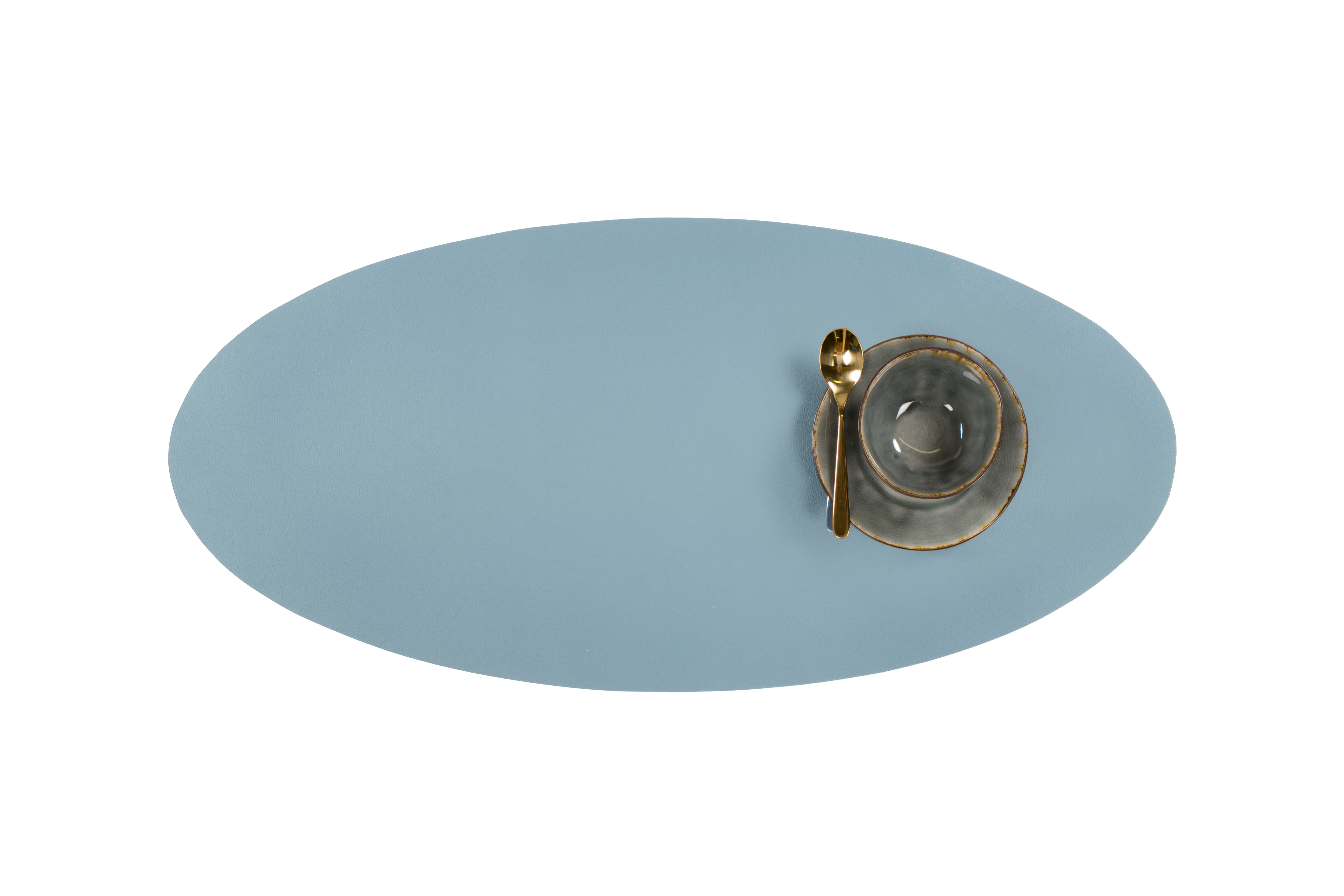 Centerpiece mat oval -Leather look imitation  33X70cm, blue