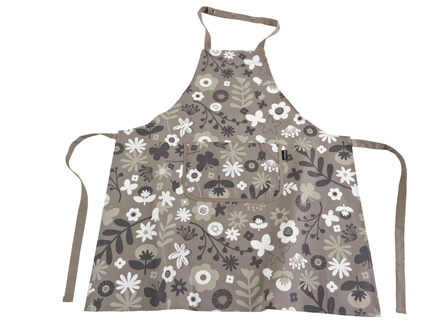 Tablier floral CC 80x85, taupe