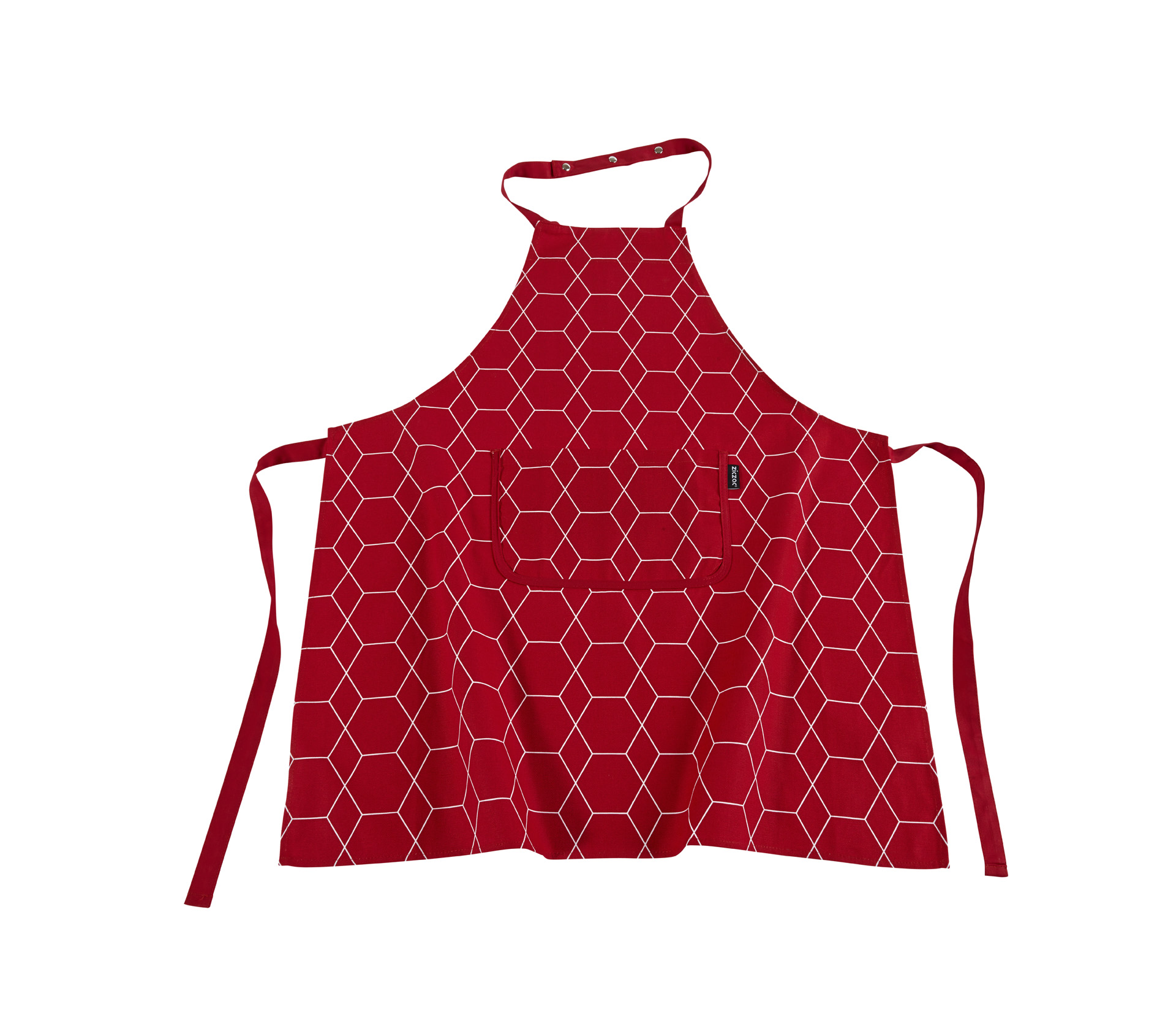 Apron hexagon 80x85,+pressbutton +pocket, red