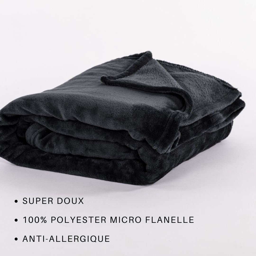 Plaid COSY Microflannel 240x220cm, black
