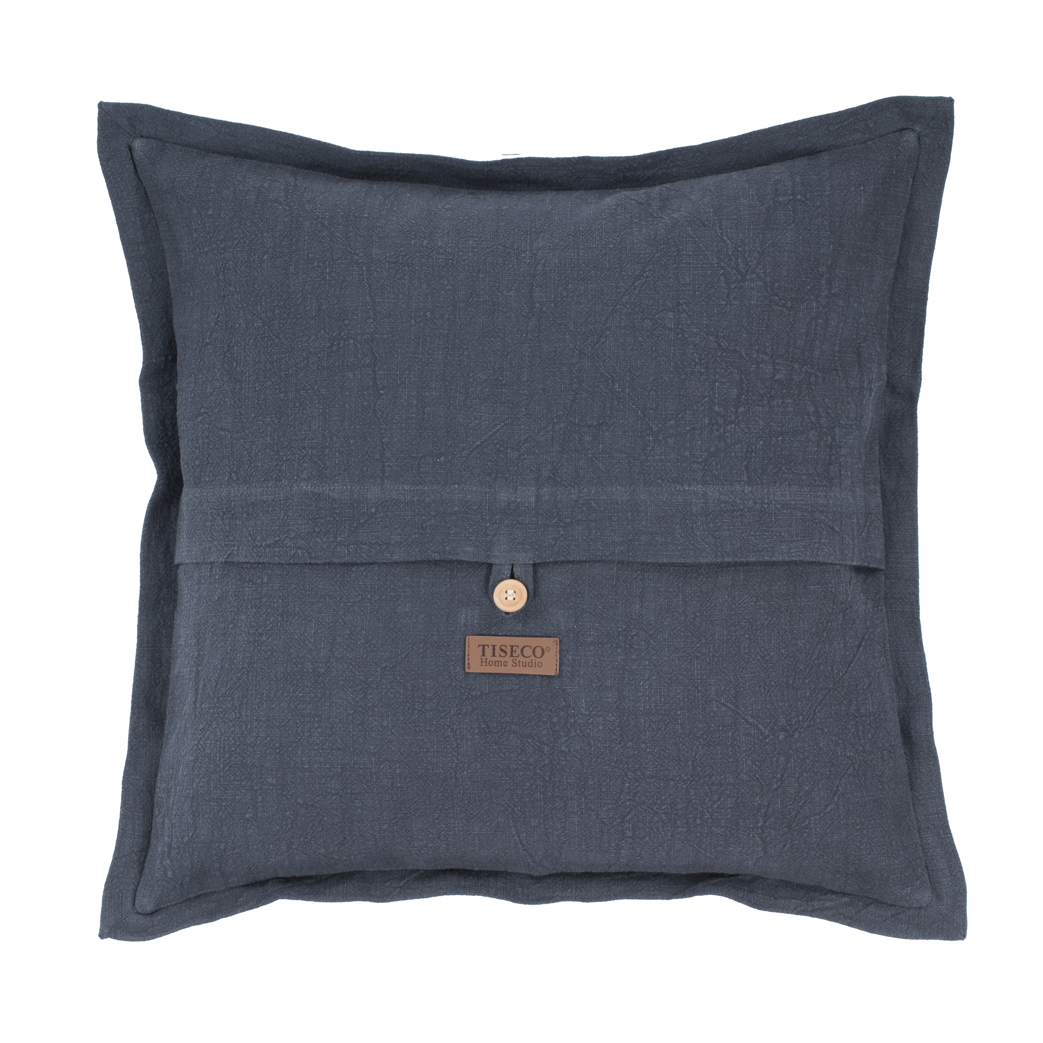 Cushion (filled) uni linen 45X45CM with button, indigo