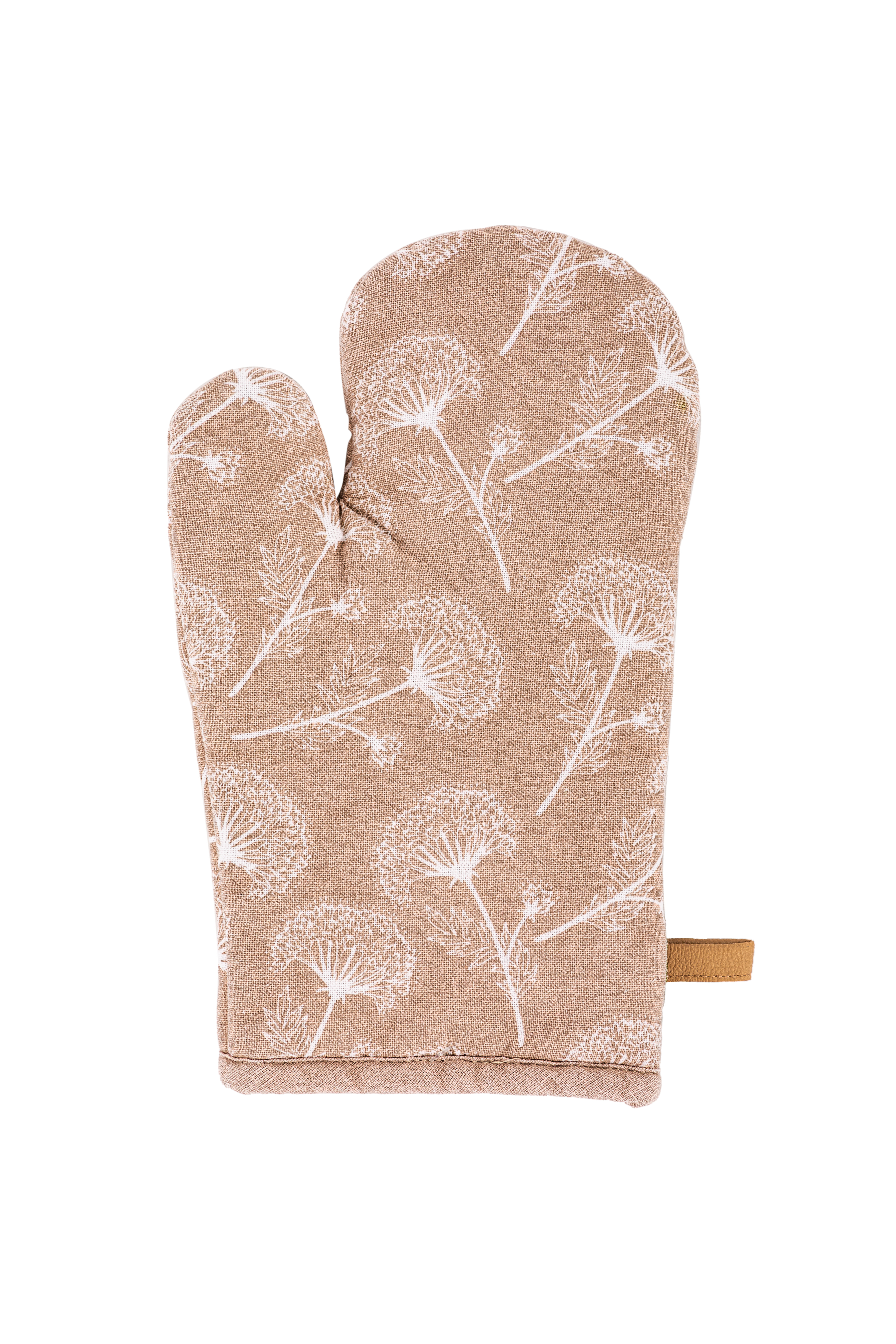 Glove MYRNA, floral printed,18x28cm, indian tan