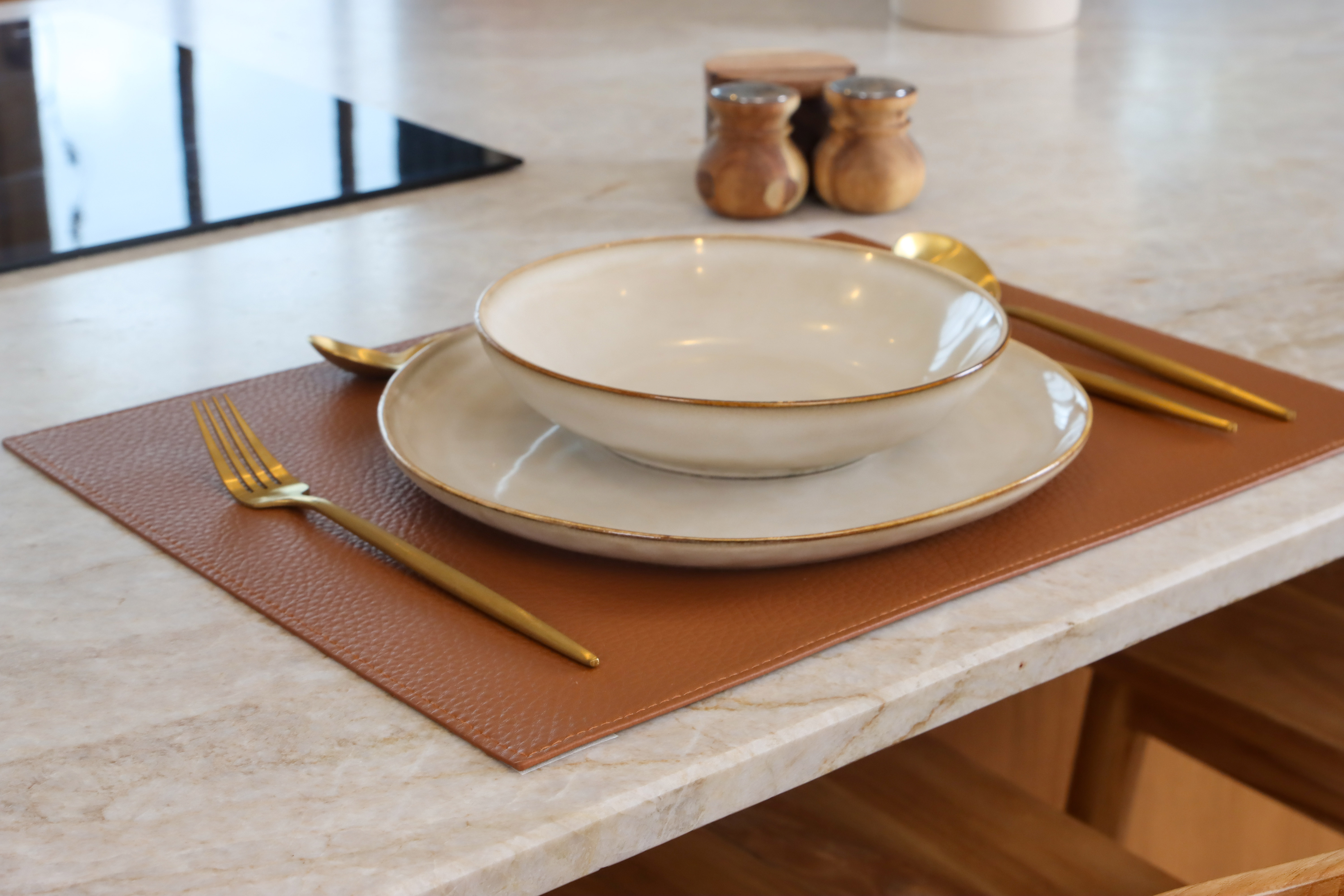 Set de table GAVIN - double face - 33x45 cm, cognac