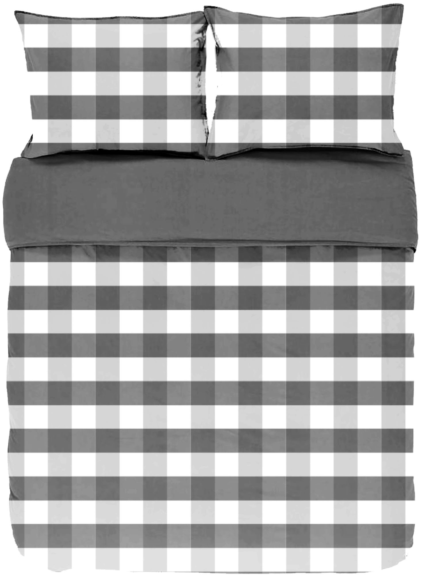 Housse de couette EMMA, Stone washed check coton, 240x220, gris