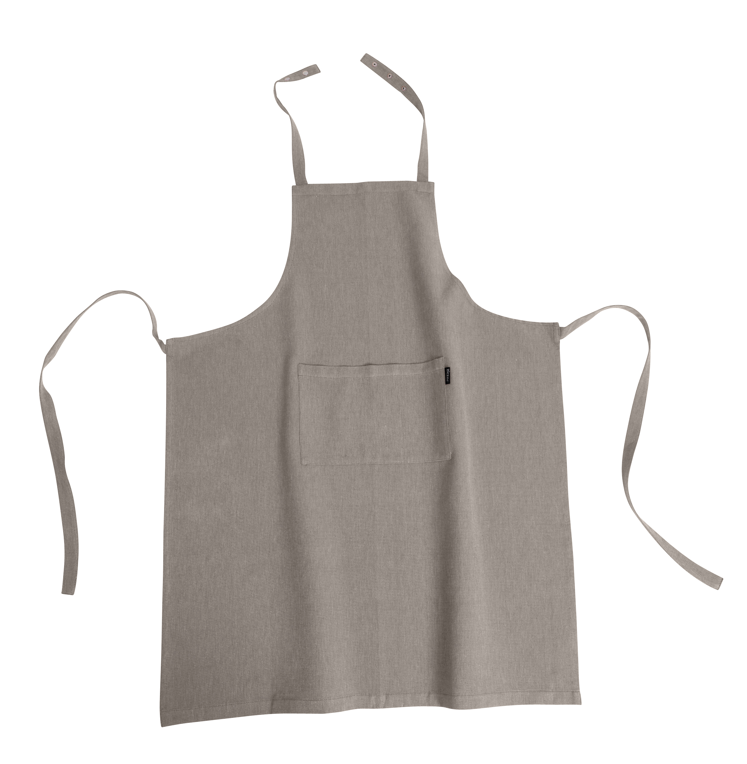 Apron Prof., Chambray, 85x105 cm,  pressbuttons+pocket taupe
