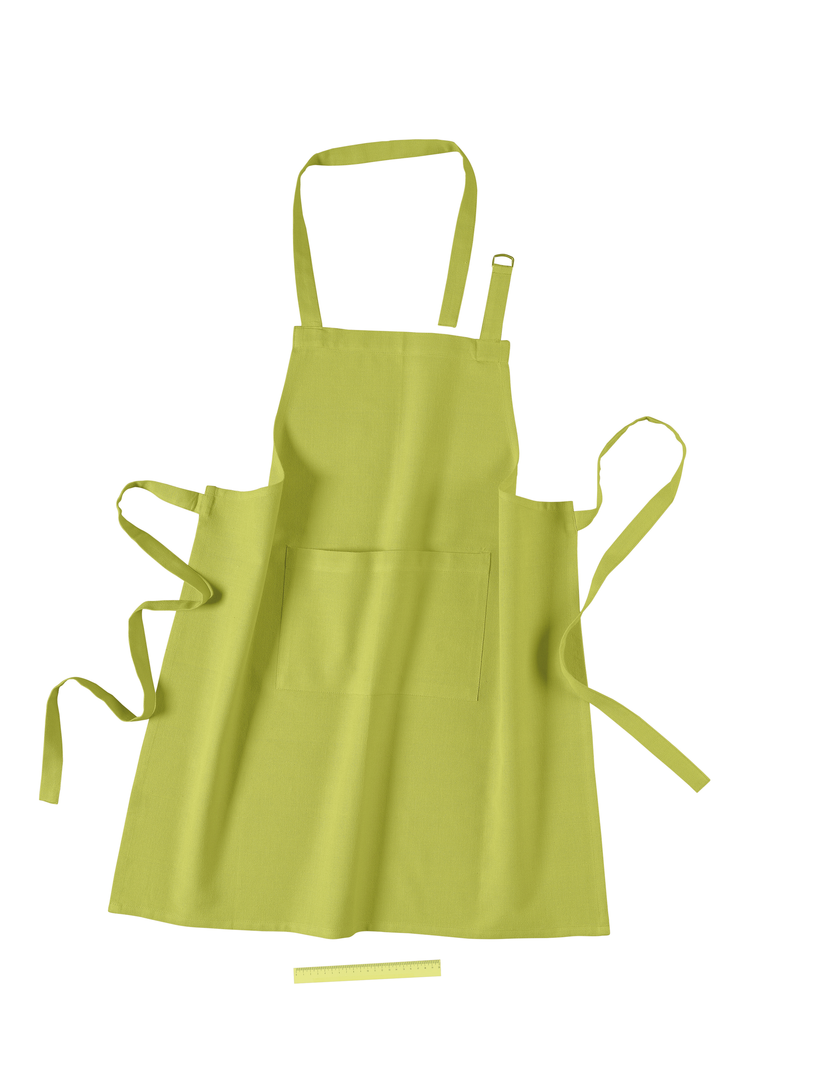 Apron solid 74x85, buckle + pocket, + grey hanger, lime