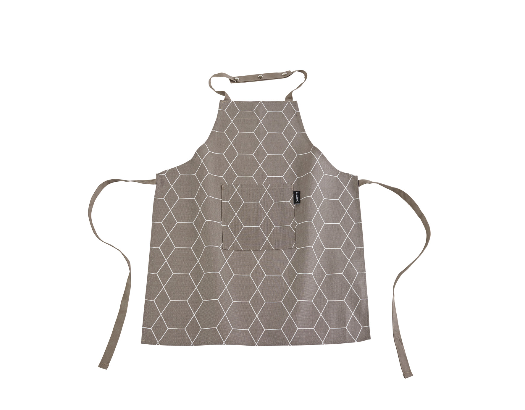 Kids apron hexagon 52x63cm, pressbutton+pocket, taupe