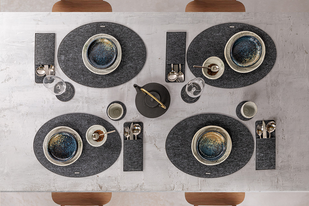 Set de table NUNO, ovale, 33x45cm, dark grey