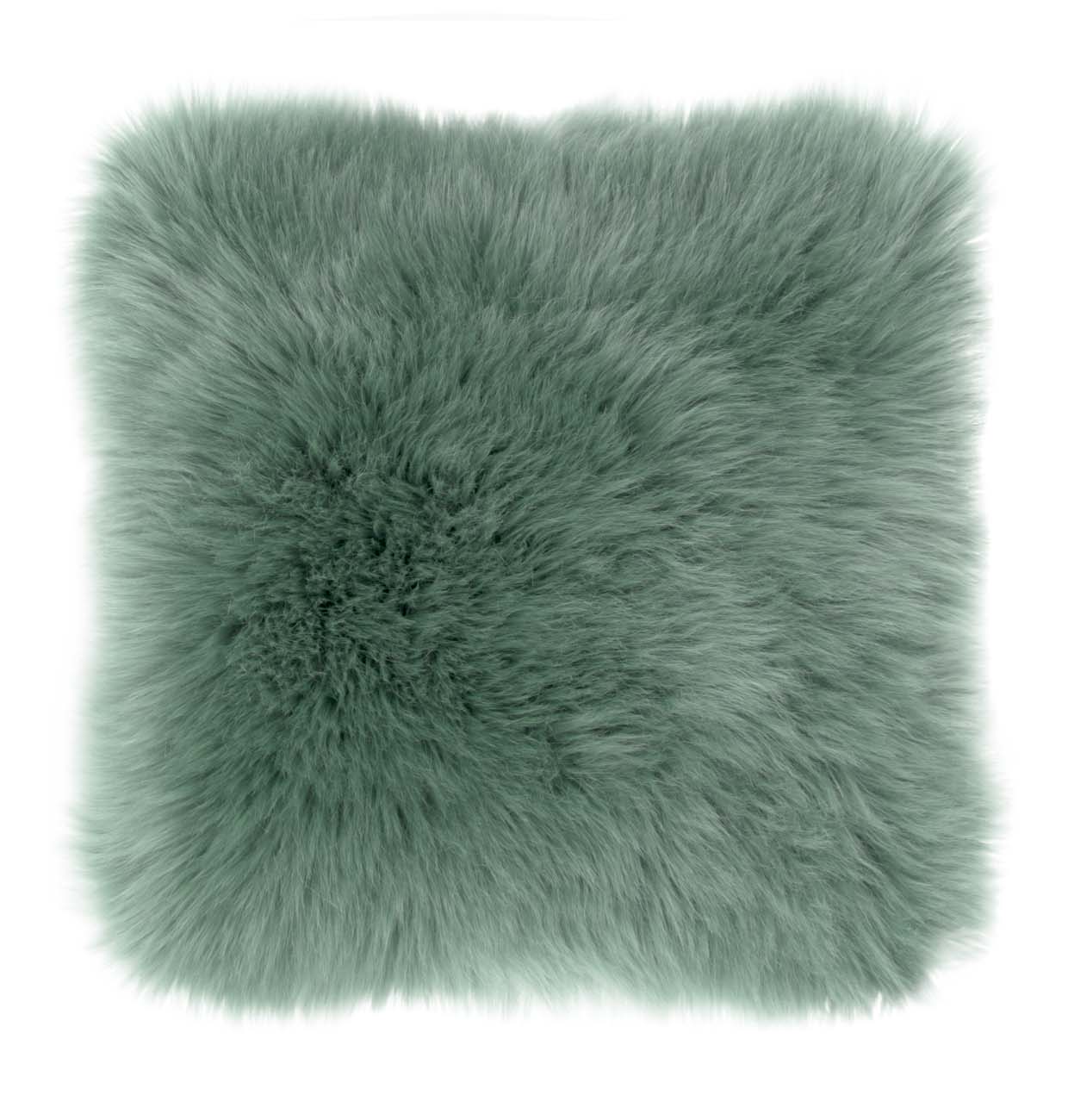 Cushion (filled) sheepskin + suede 45x45CM, stone green