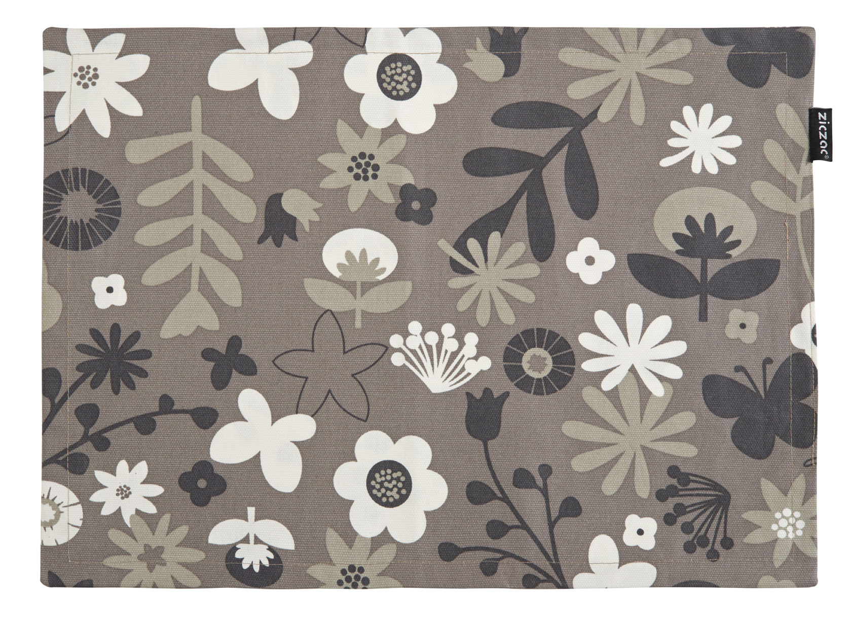 Set de table floral PU double sided, 33x45cm, taupe