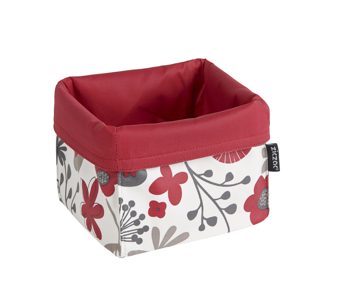 Breadbasket floral WC, PU coated both sides, red