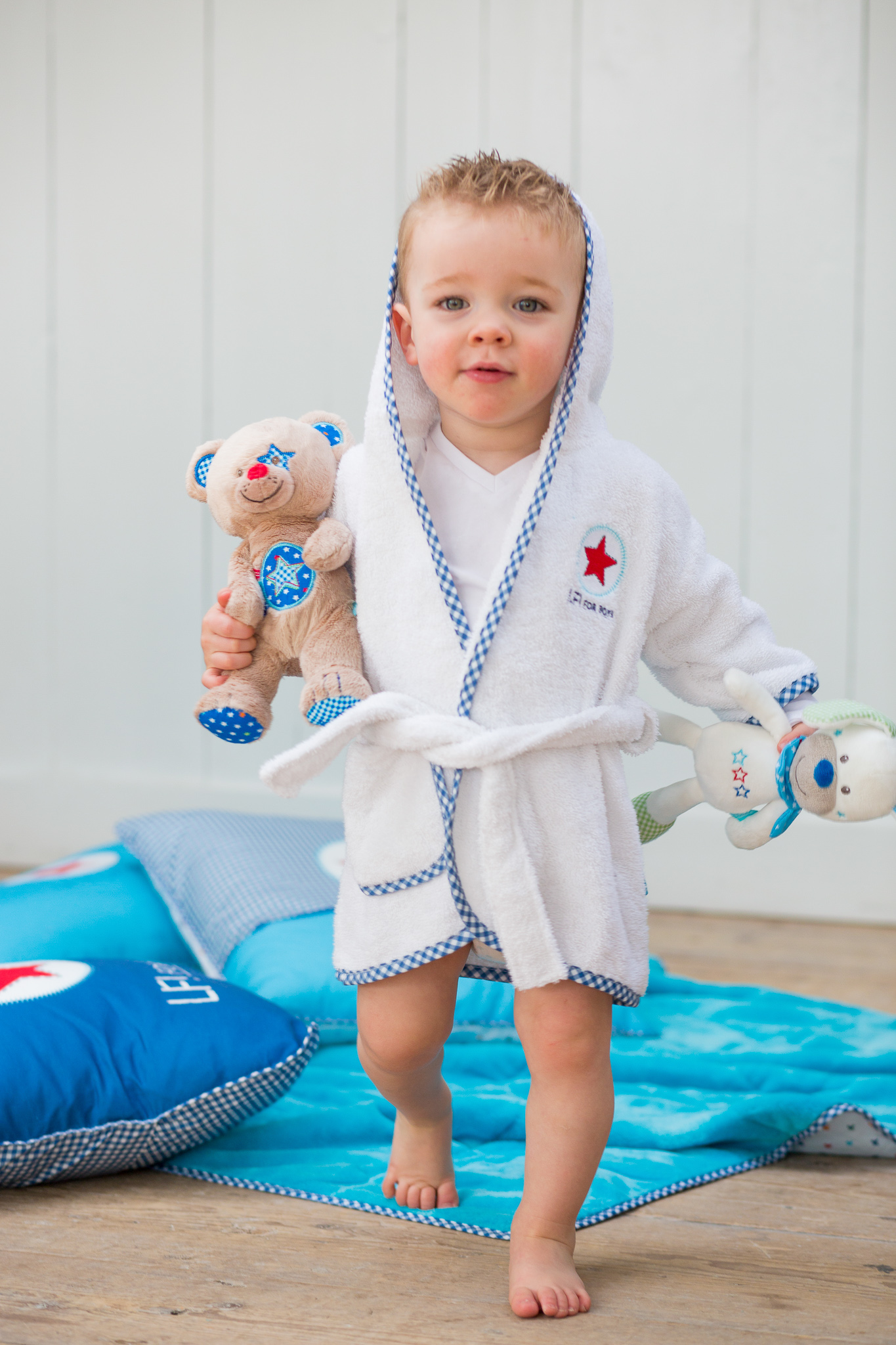 Baby bathrobe Boy uni white, 1-2 year