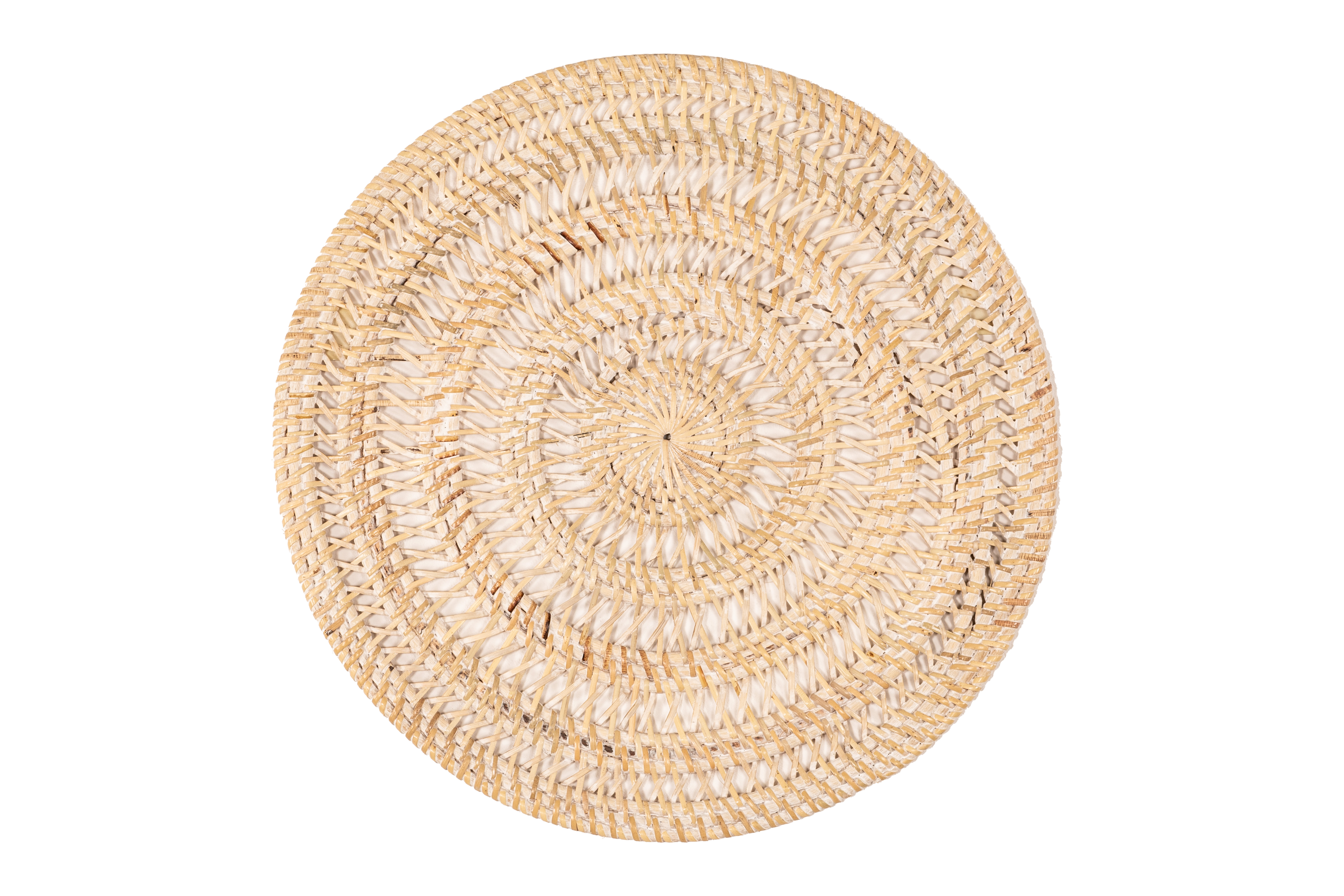 Placemat rattan, round - dia 36 cm - SPIRAL, white