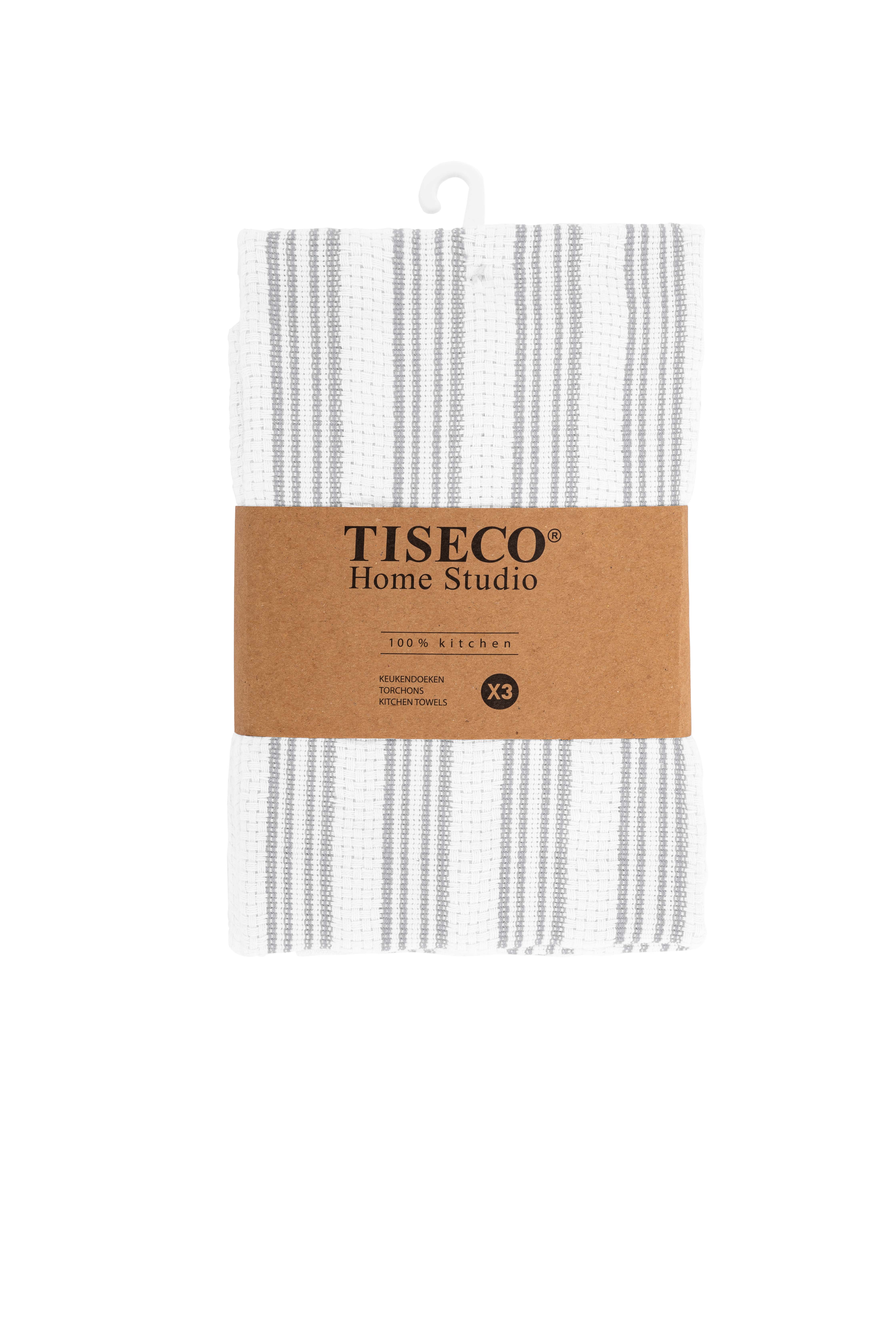 Torchon BASKET WEAVE - SET/3 - 50x70 cm, gris clair