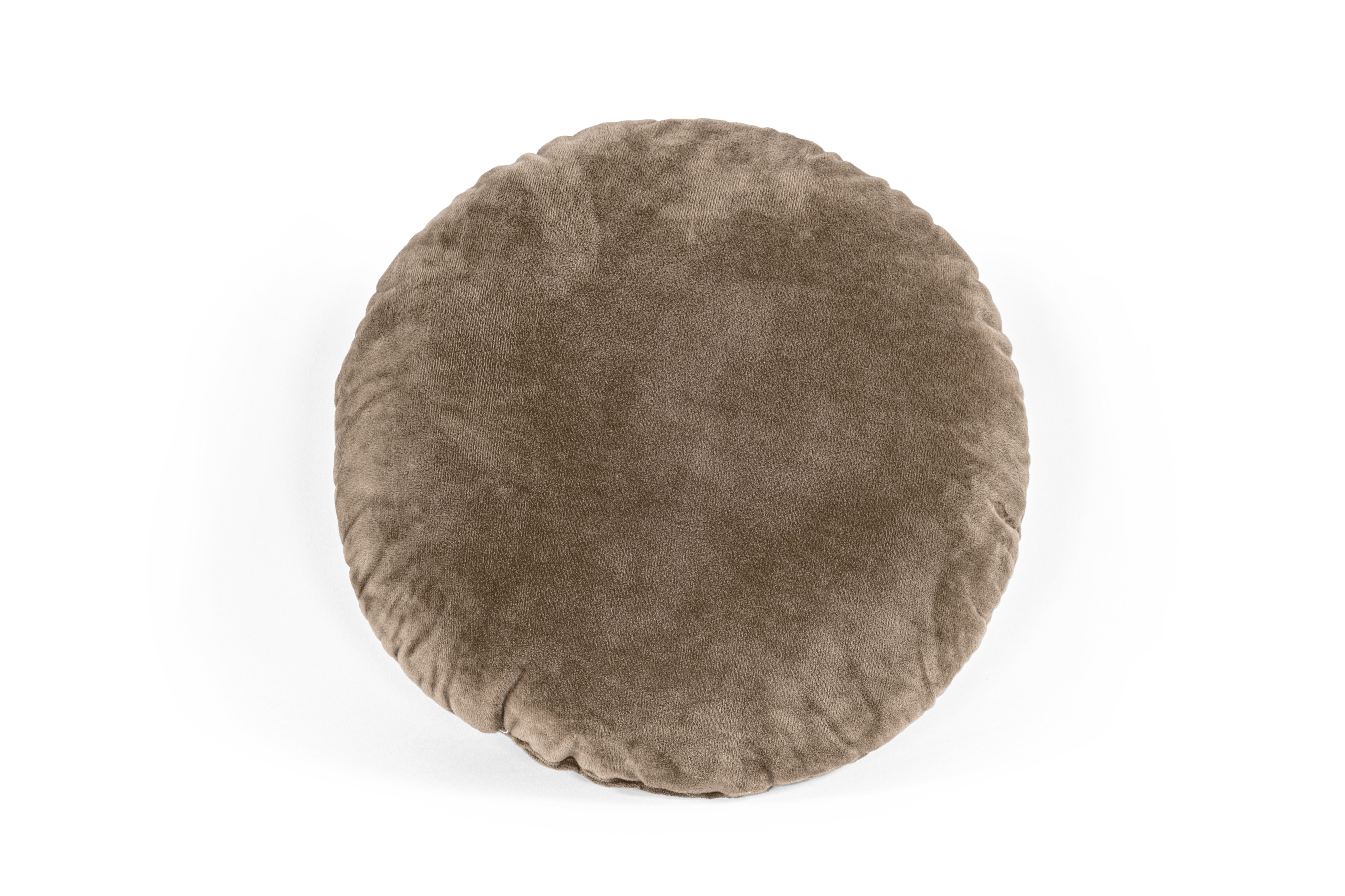 Cushion (fillled) Crystal Velvet dia 38 cm, taupe