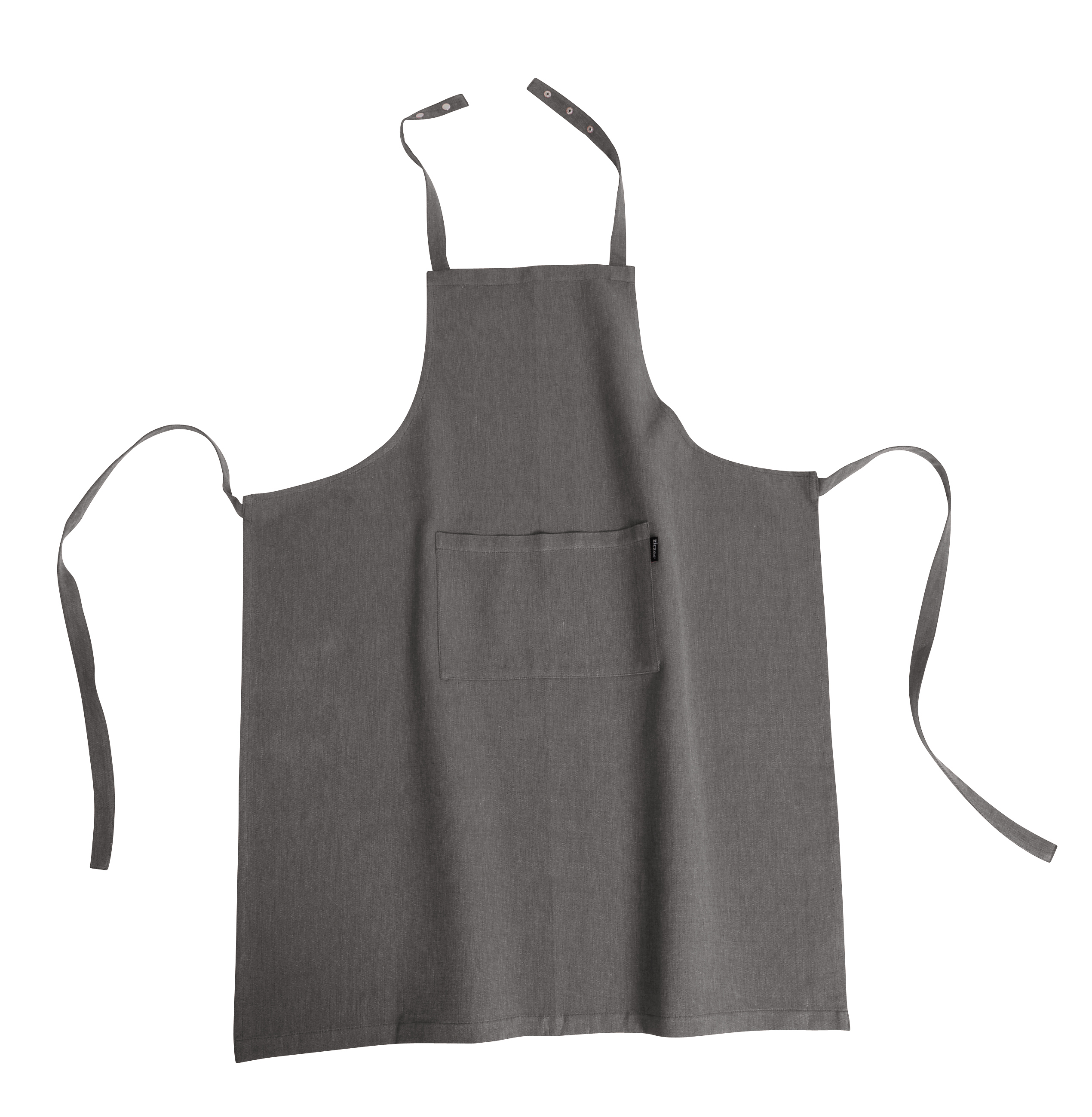 Apron Prof., Chambray, 85x105 cm,  pressbuttons+pocket grey