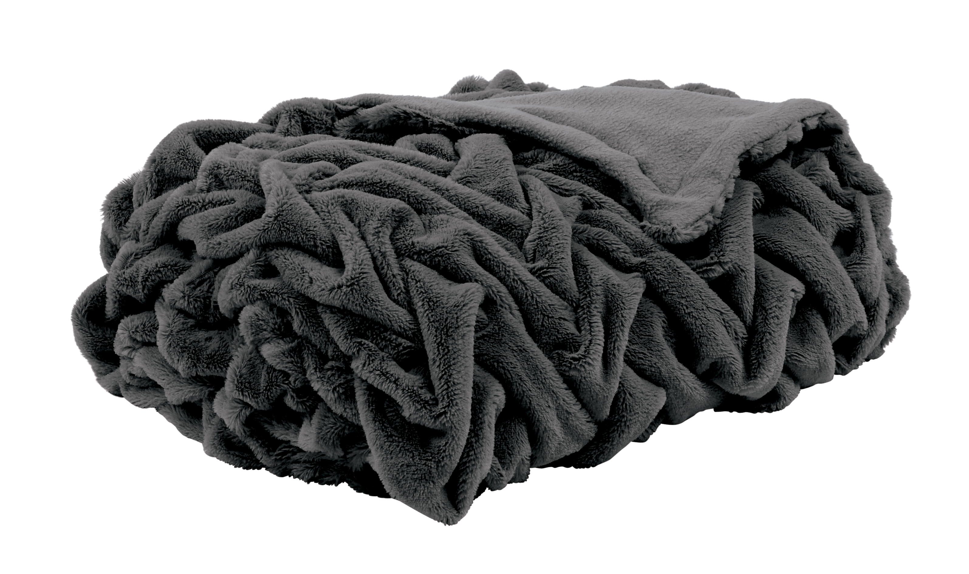 Plaid pleated 130x180cm, with fleece backing, grey