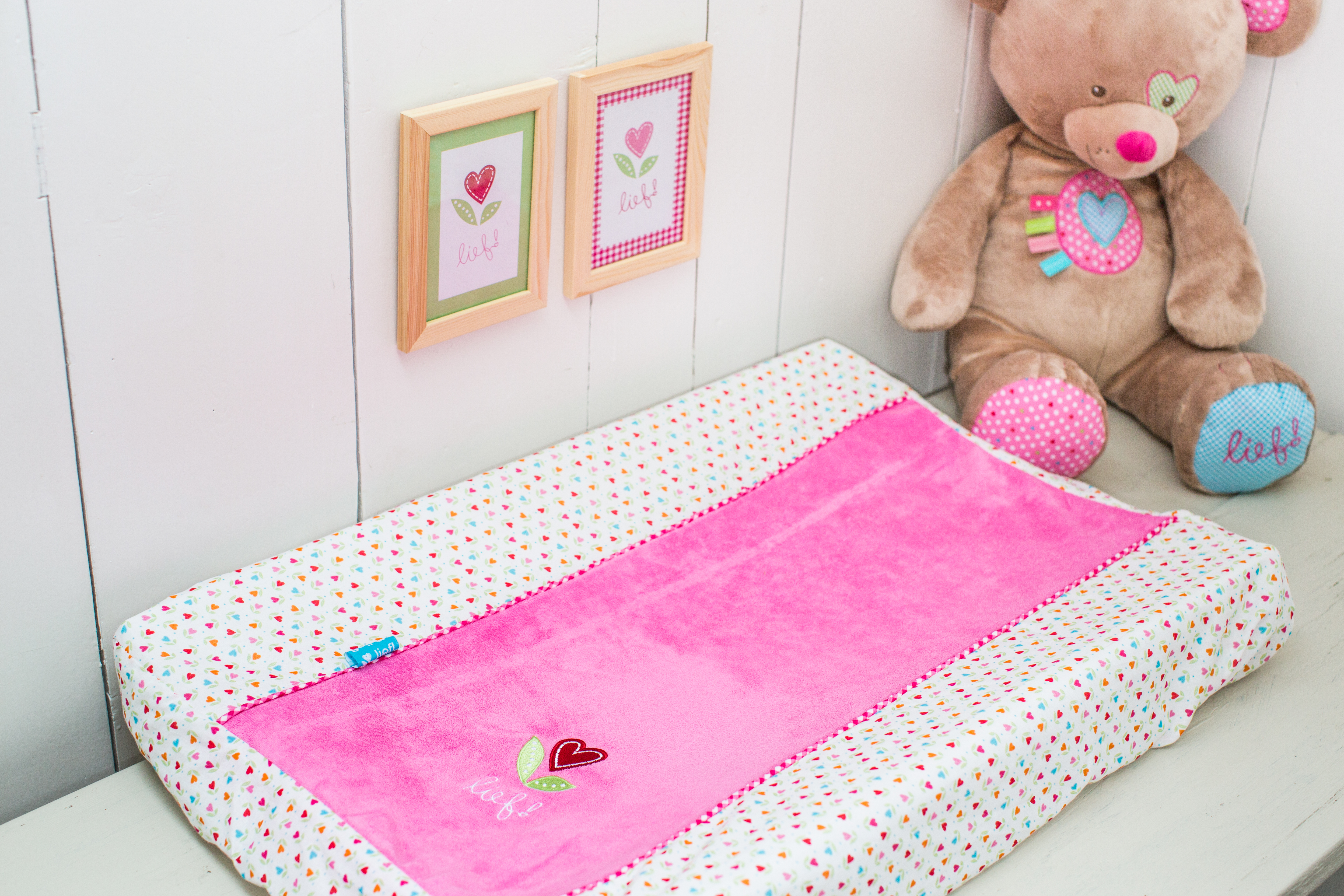 Changing pad cover Girl hearts, 55x75 cm