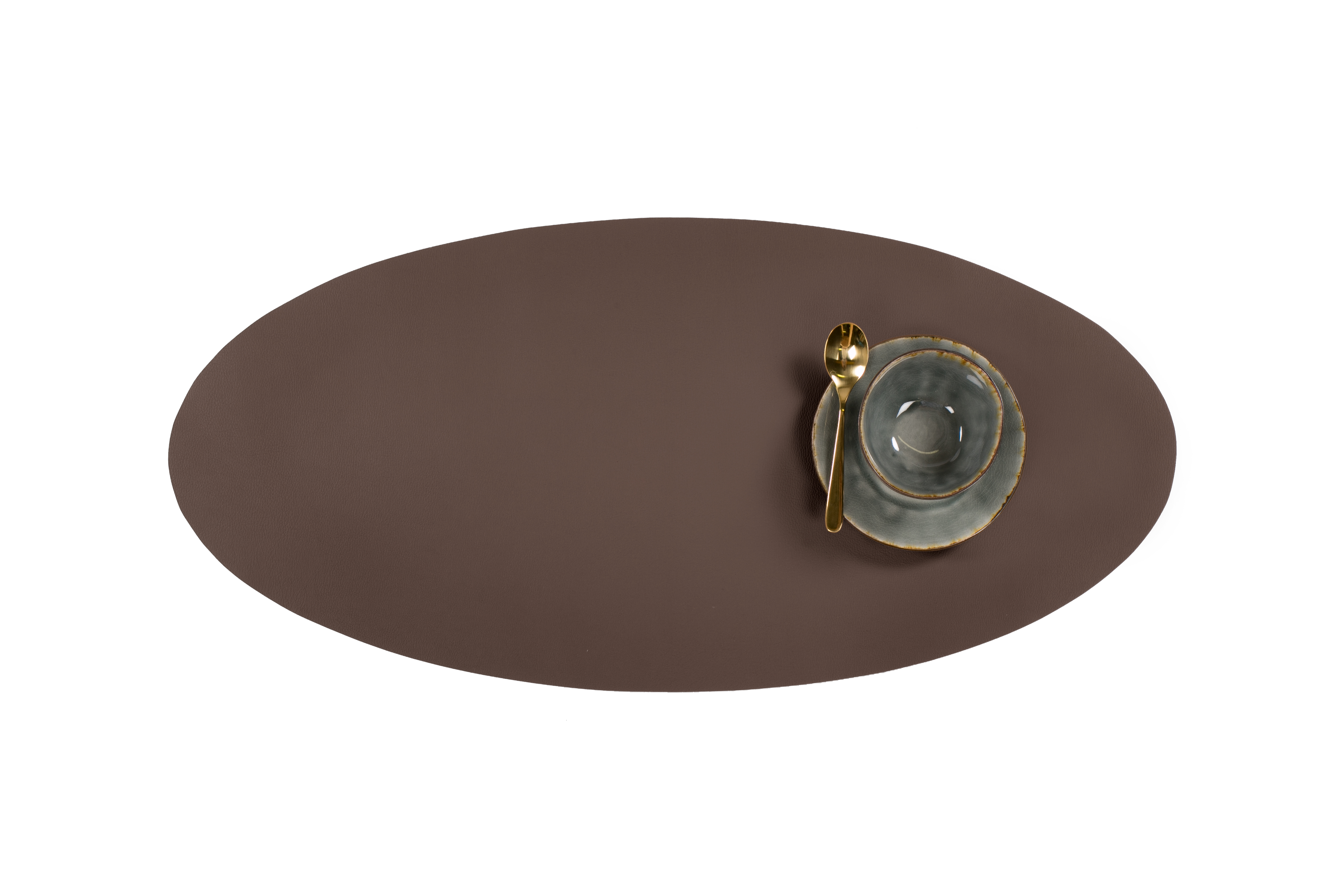Centerpiece mat oval -Leather look imitation  33X70cm, brown