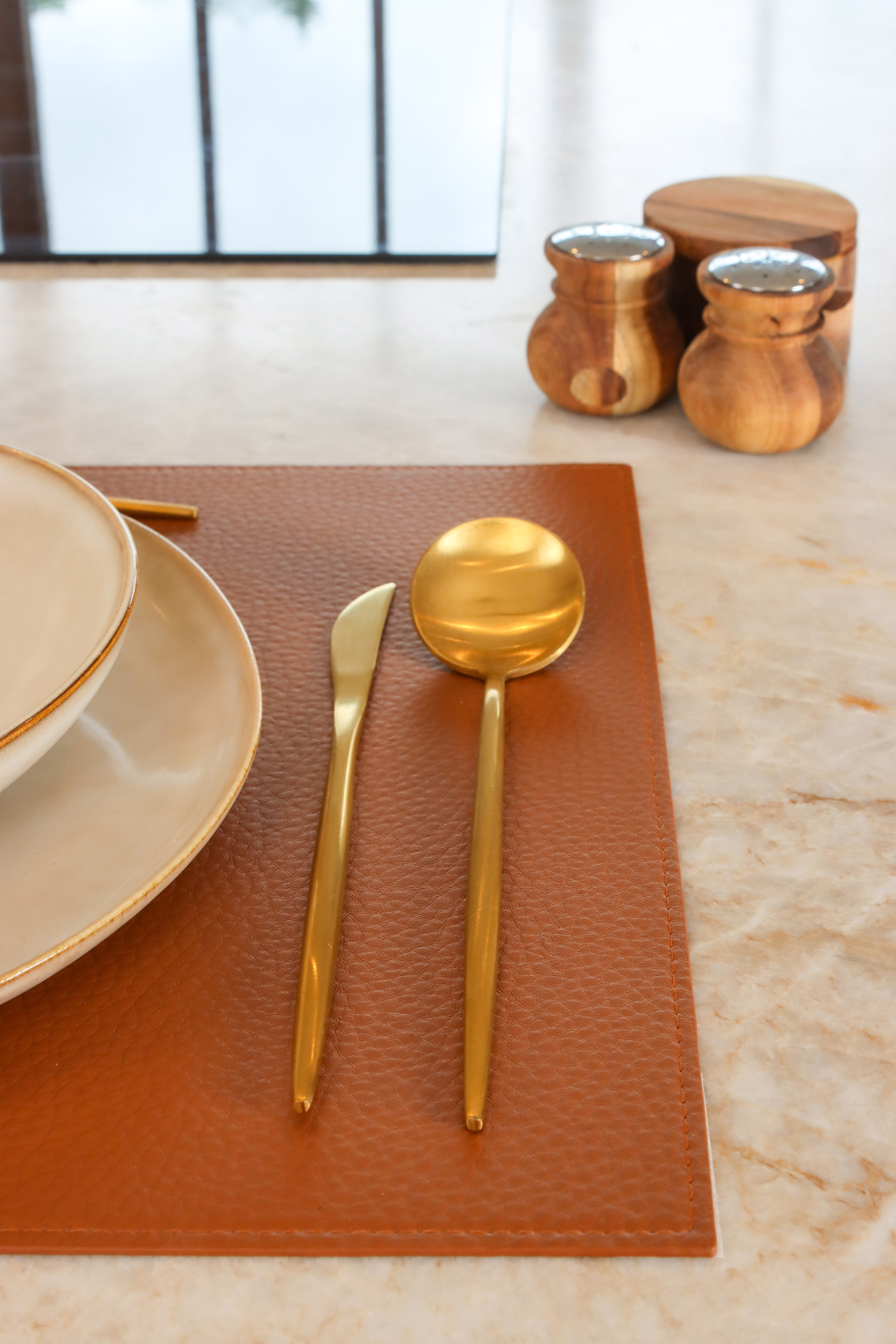 Set de table GAVIN - double face - 33x45 cm, cognac