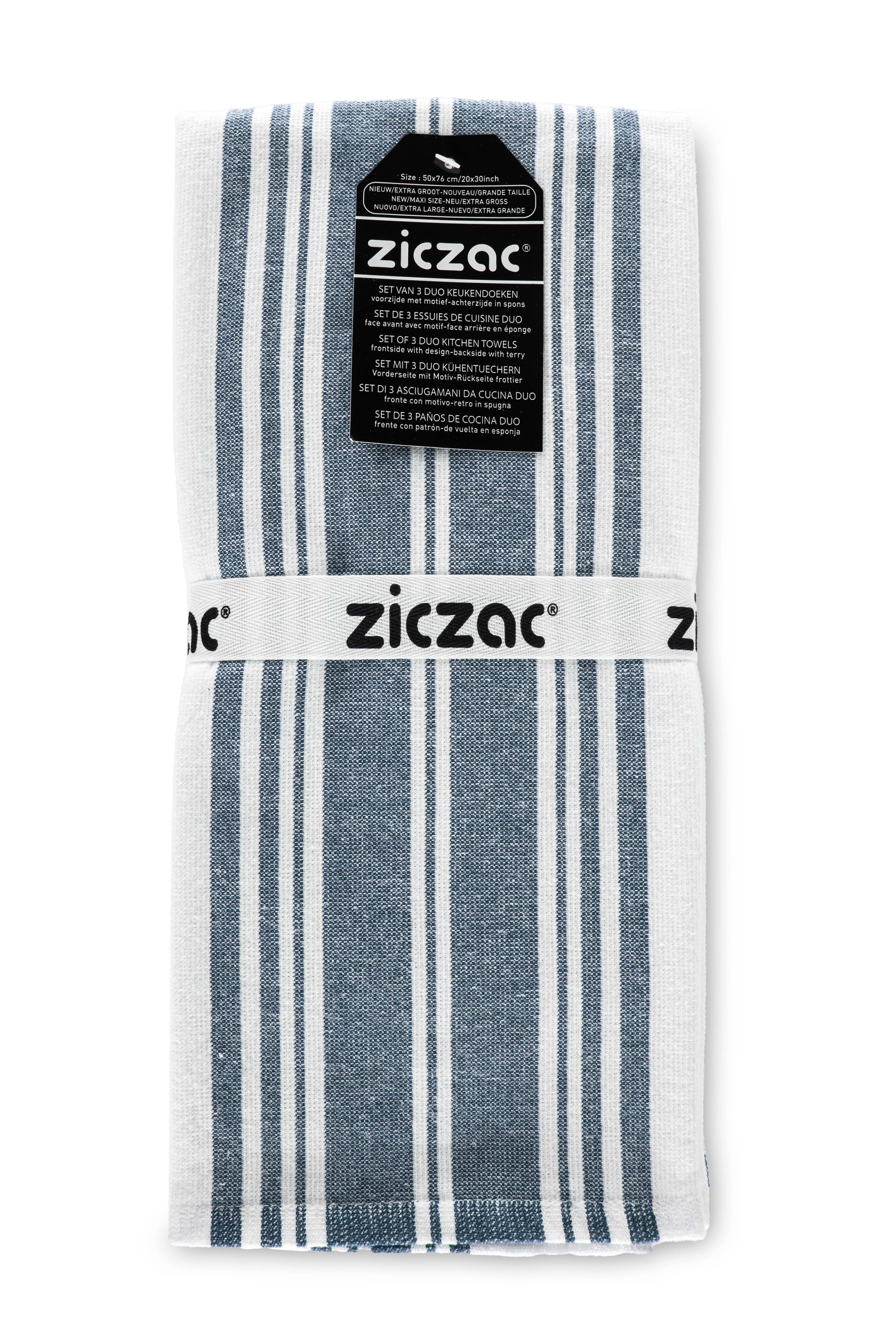 Kitchentowels Culinary Duo Stripe 50x76 washed indigo, set3