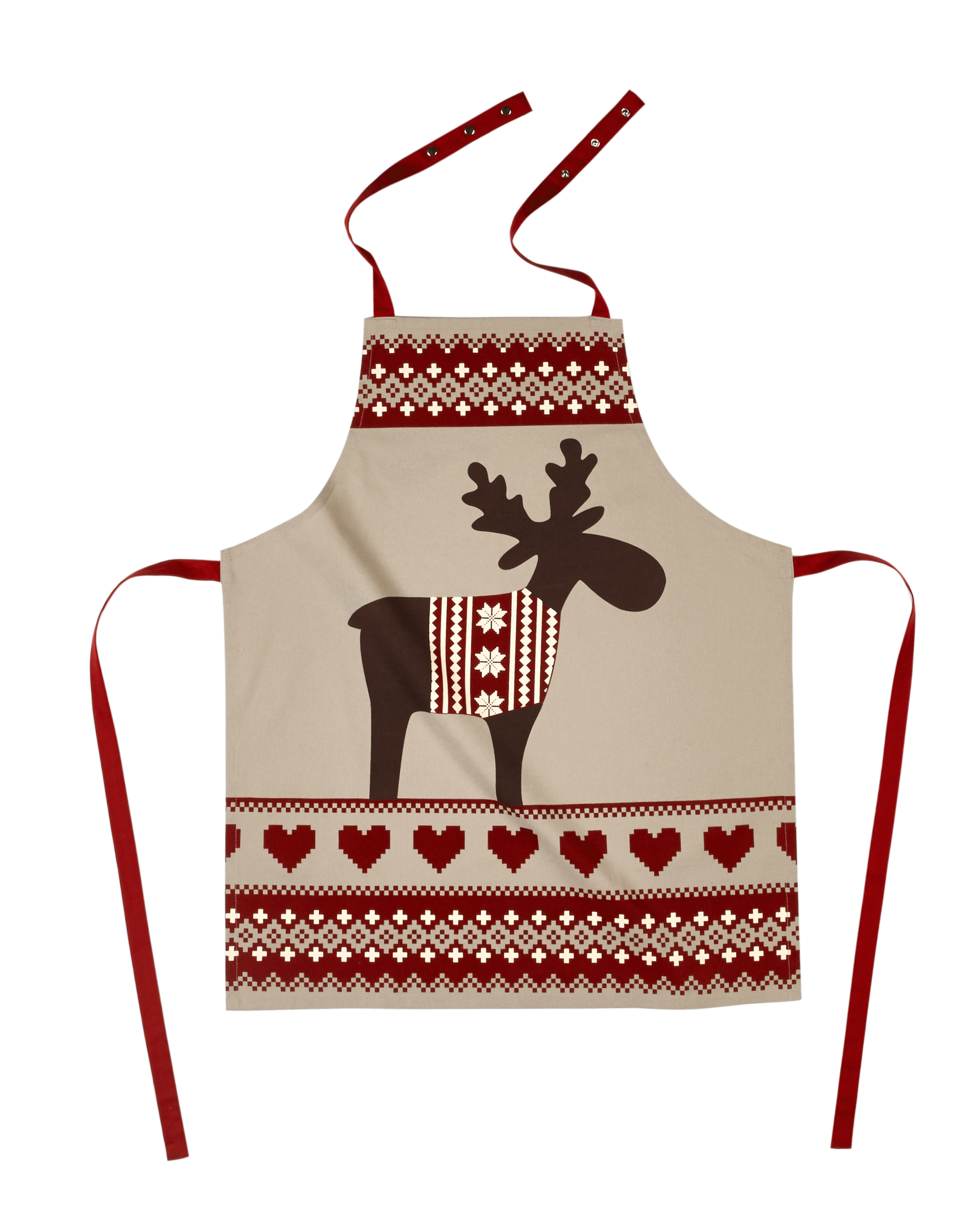 Apron x-mas 74x85, + press buttons, red