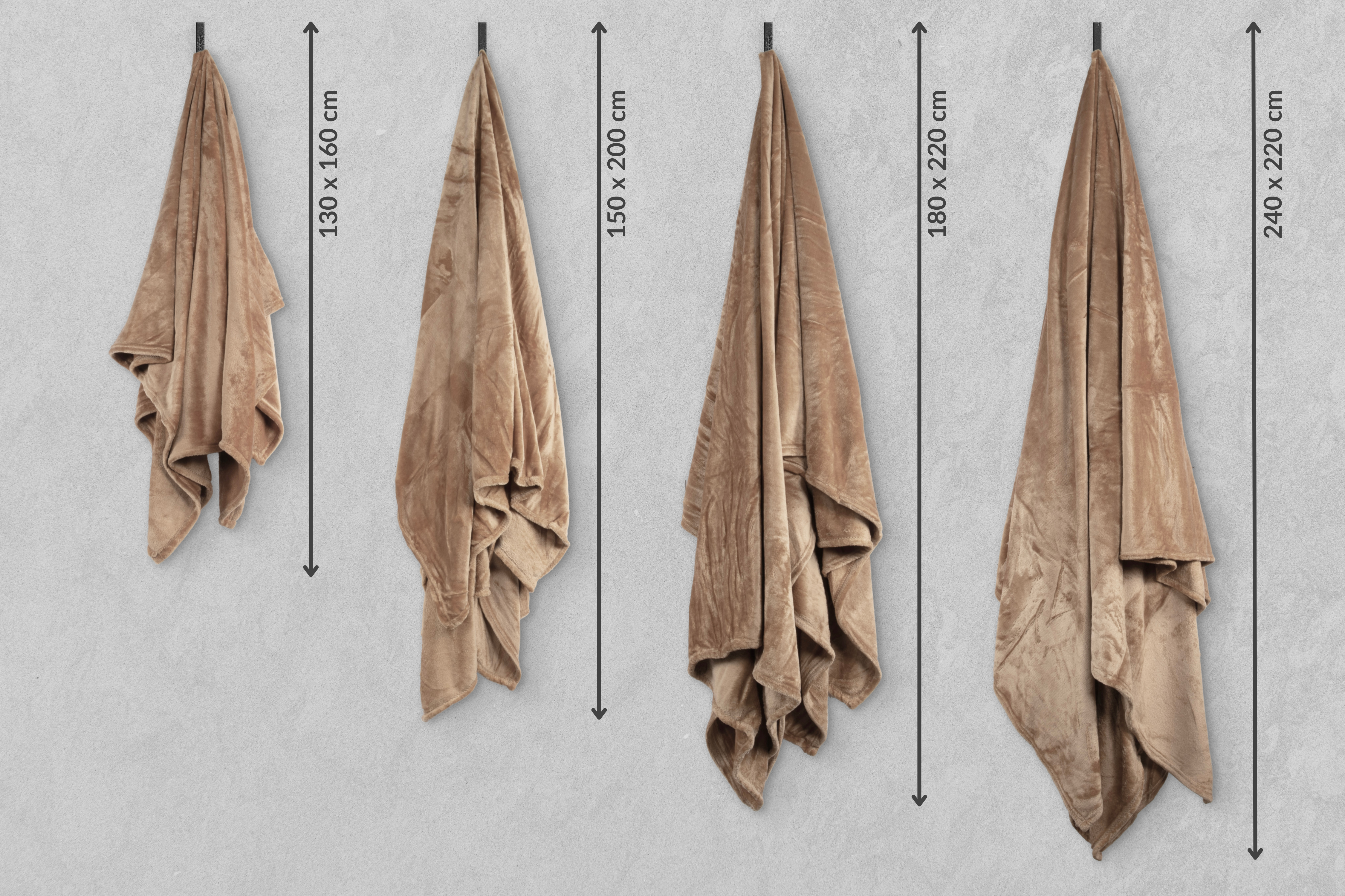 Plaid COSY DELUX - Microflannel - 240x220 cm, taupe