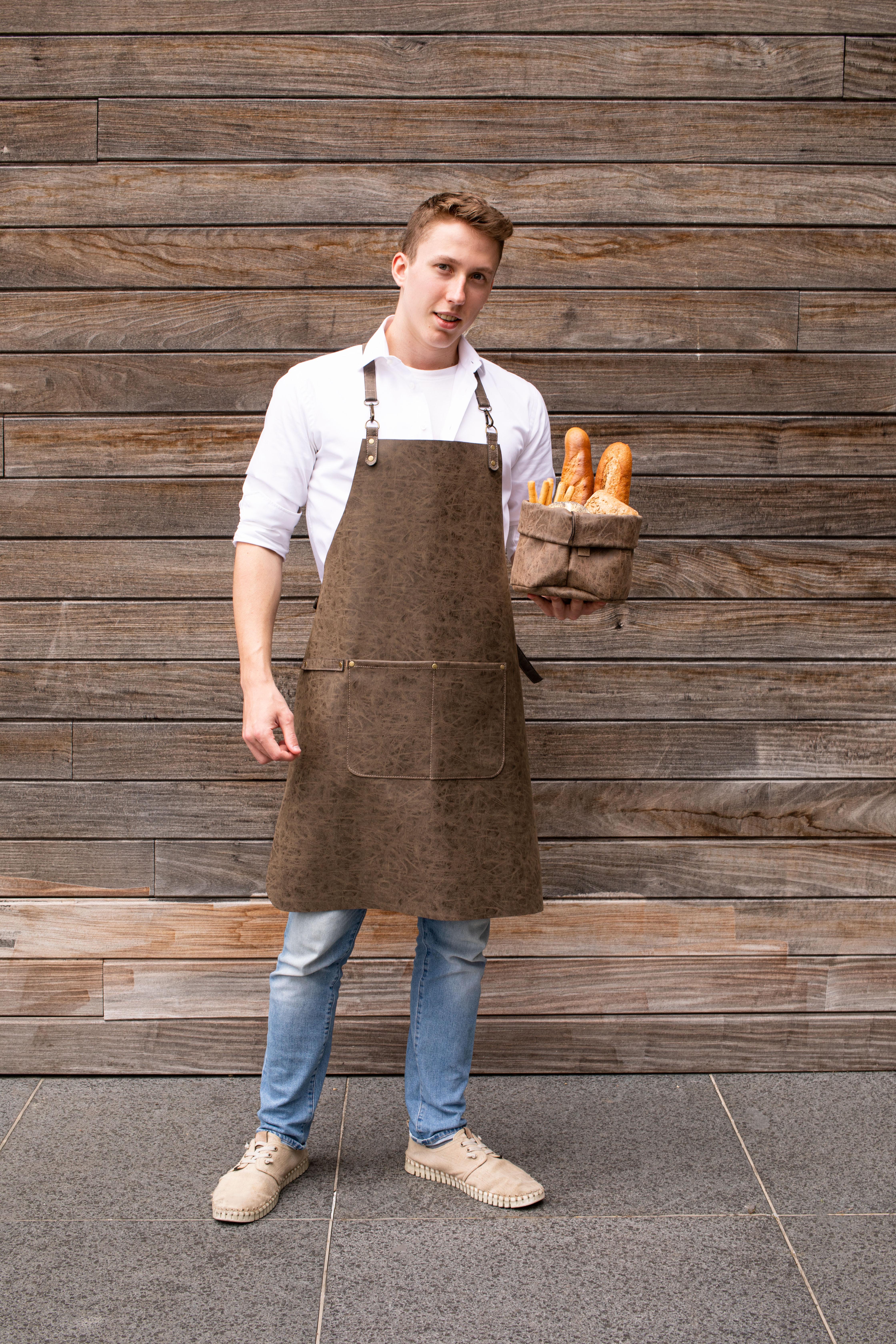 Apron TRUMAN (Sling Back Barber Style), 64x85 cm, taupe