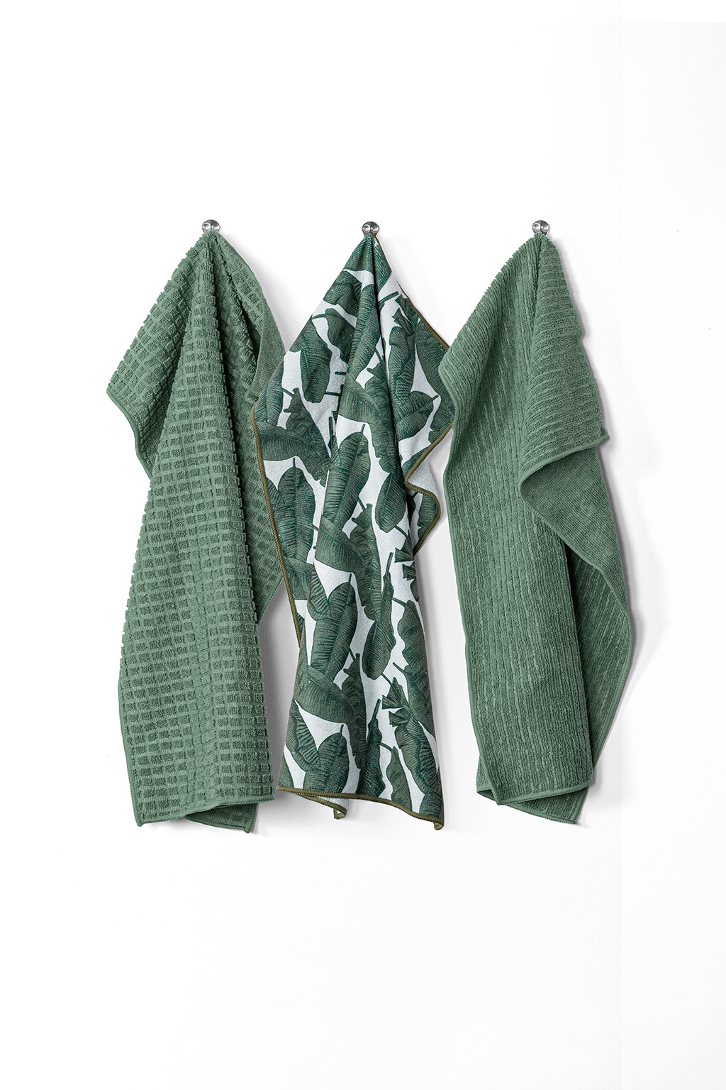 Keukenhanddoek ESSENTIALS, microfiber 40x60cm, set/3, stone green