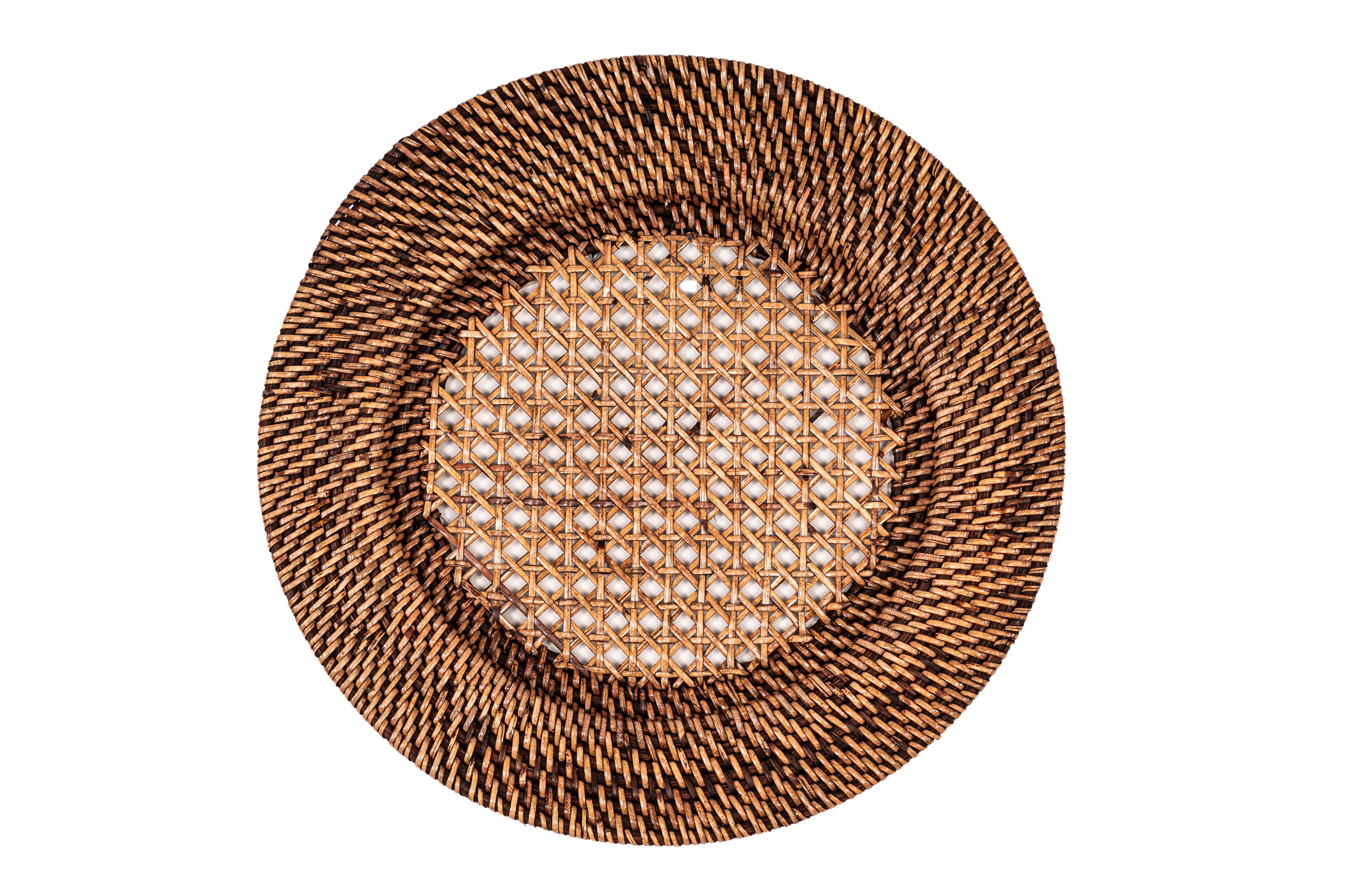 Assiette inférieure rattan  - dia 22-32 cm, brun foncé