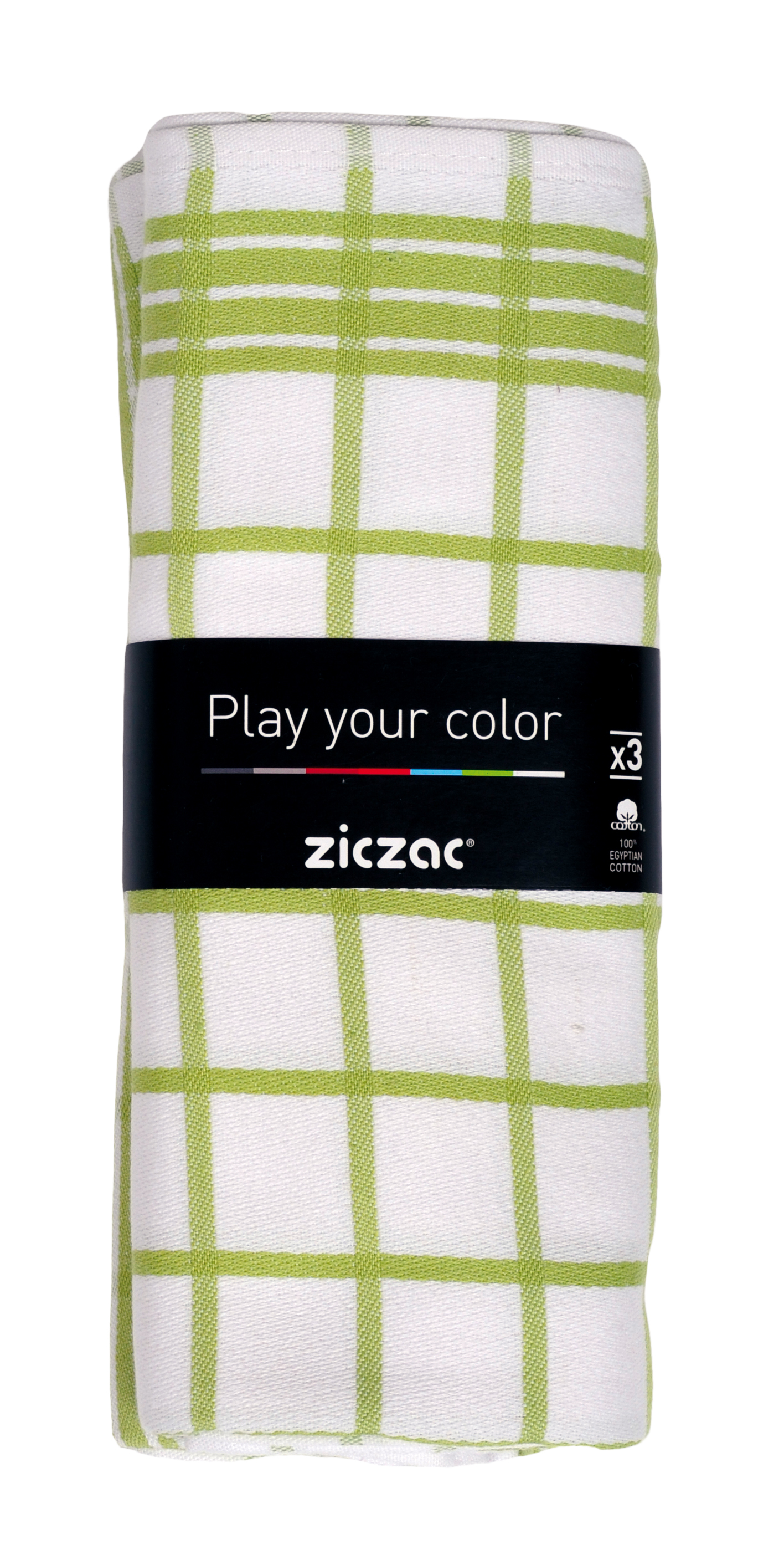Torchon 50x70cm, set3,check white center, lime