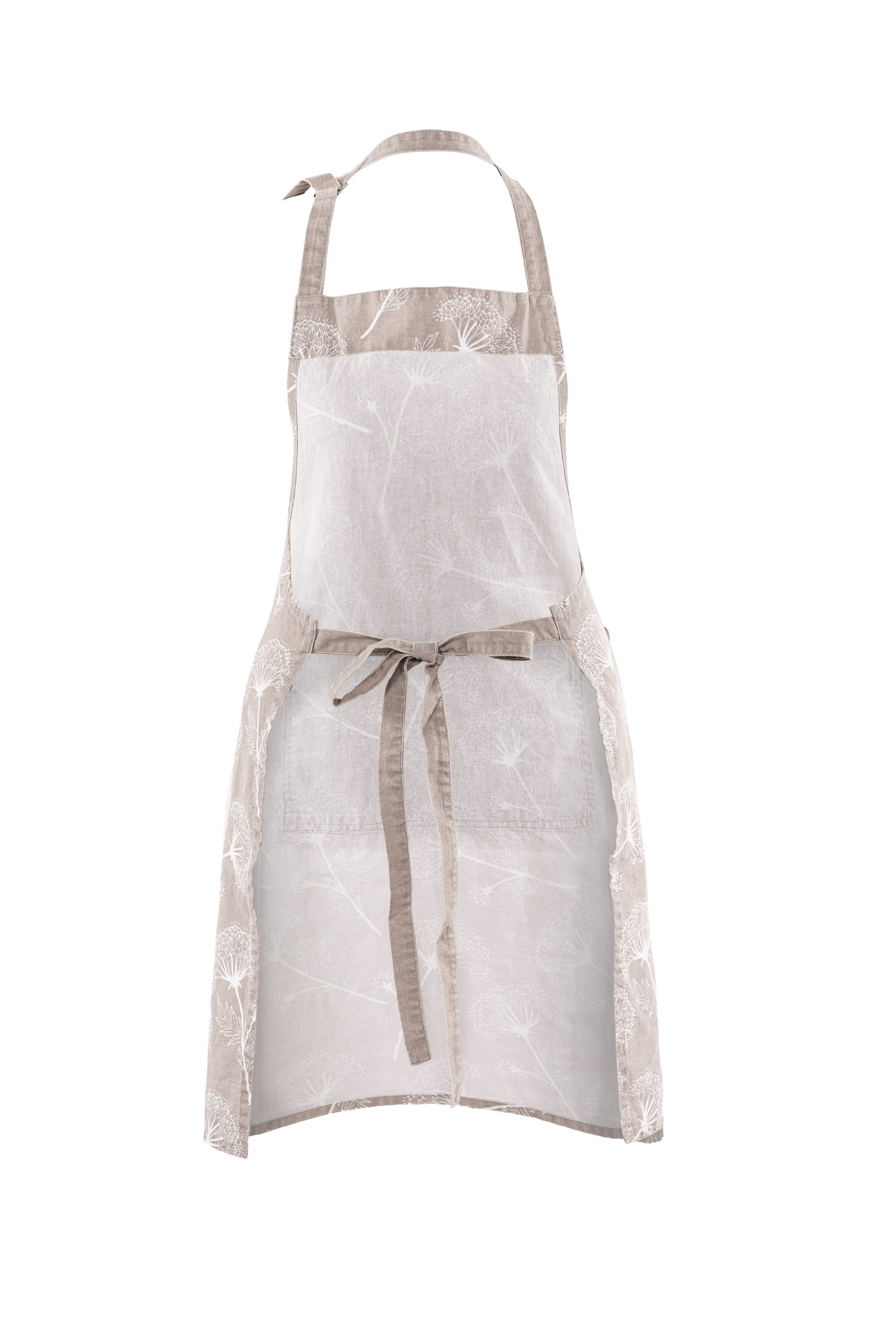 Apron MYRNA, floral printed,  74x85cm, taupe