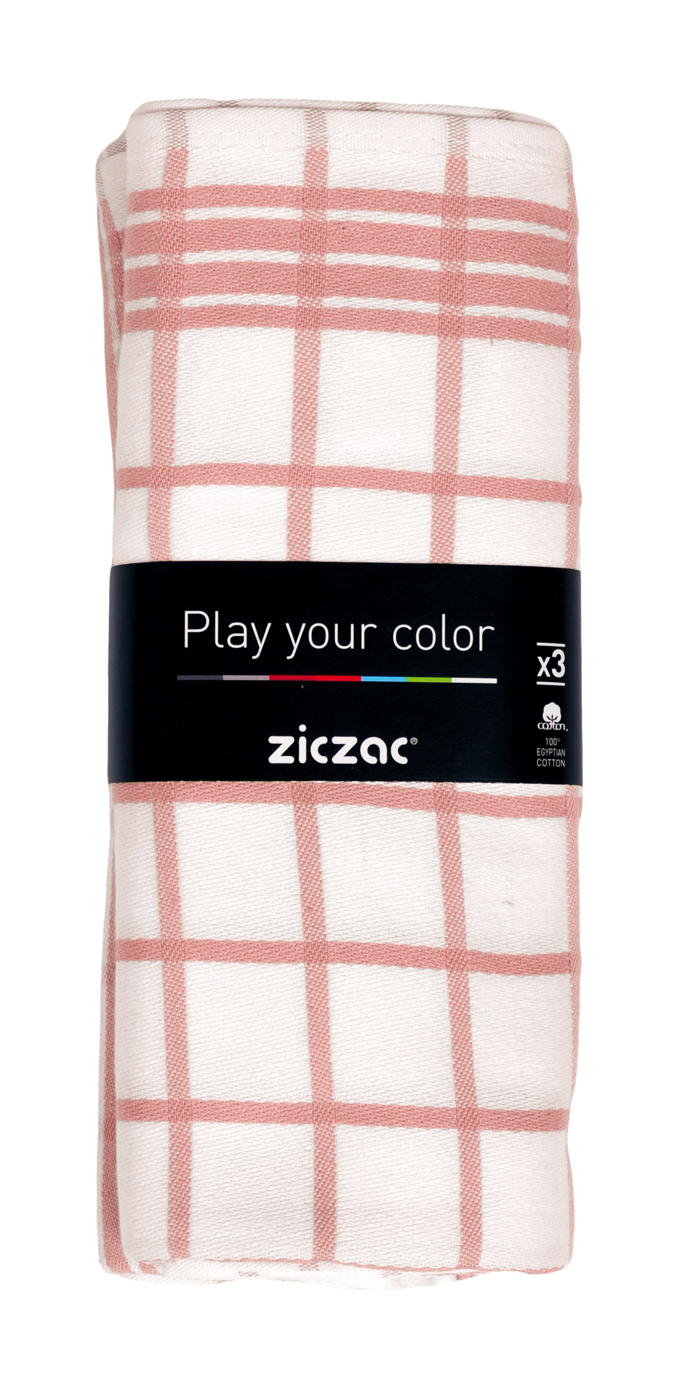 Kitchen towel 50x70cm, set3,check white center, soft pink