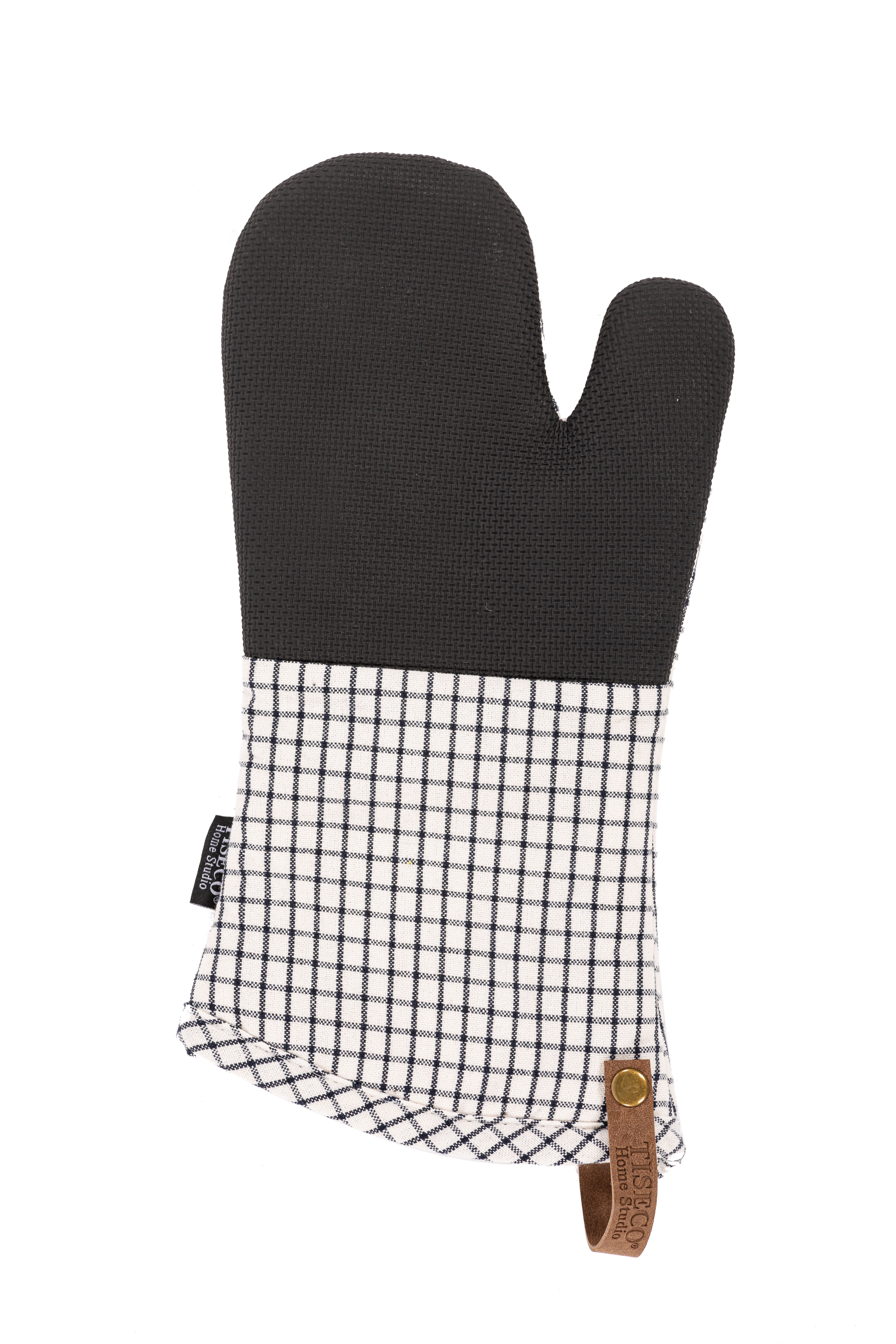 Gant de cuisine SHERLOCK TARTAN - (1D + 1G) - 17x33cm, noir/blanc