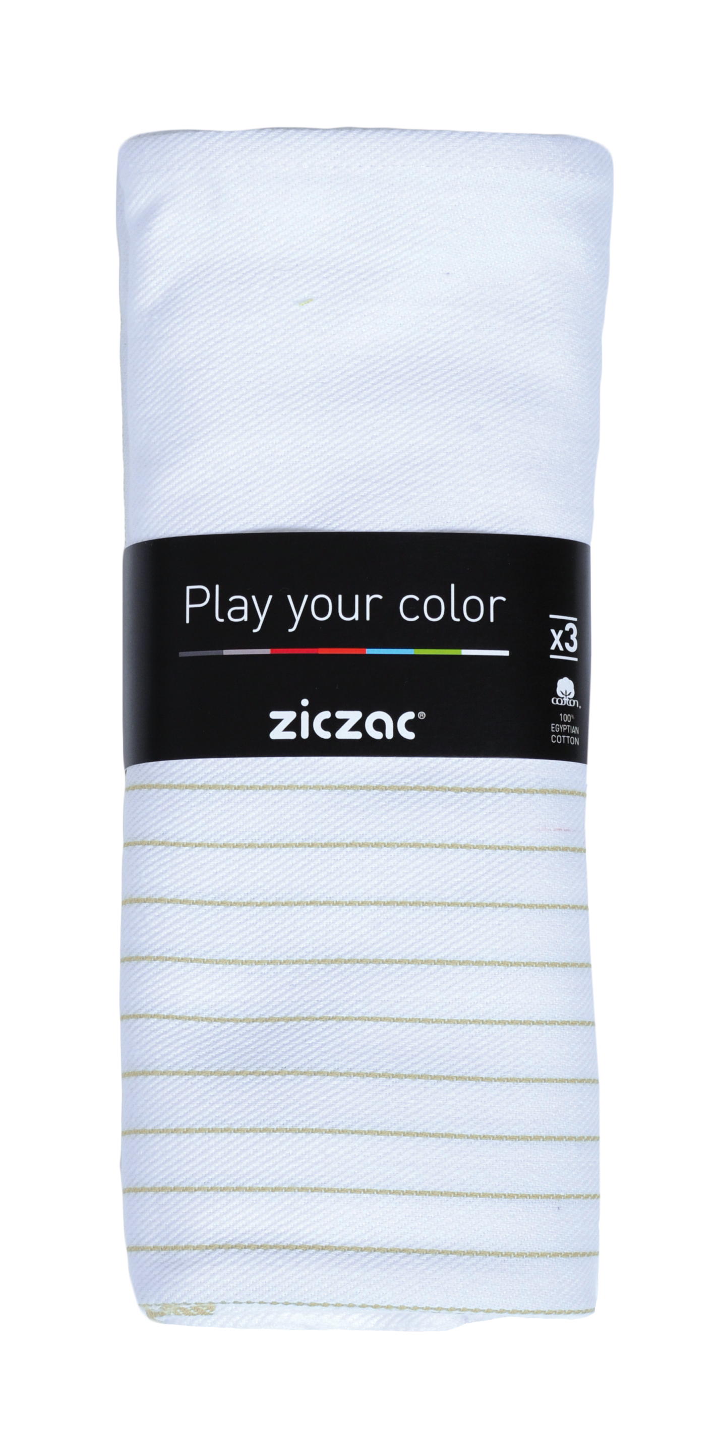 Torchon 50x70cm, set3,stripe white center, sand