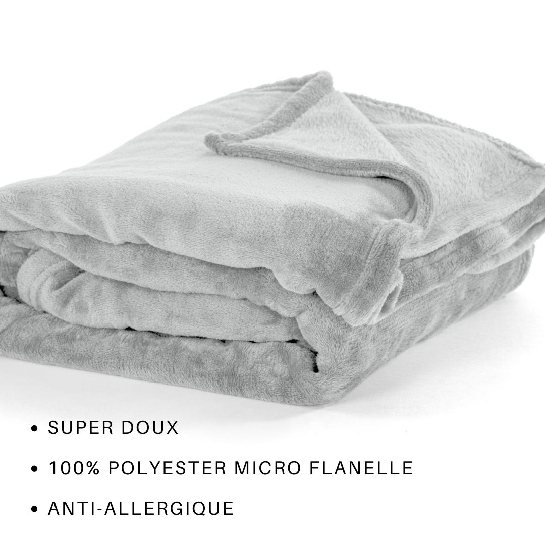 Plaid COSY Microflannel 130x160cm, light grey