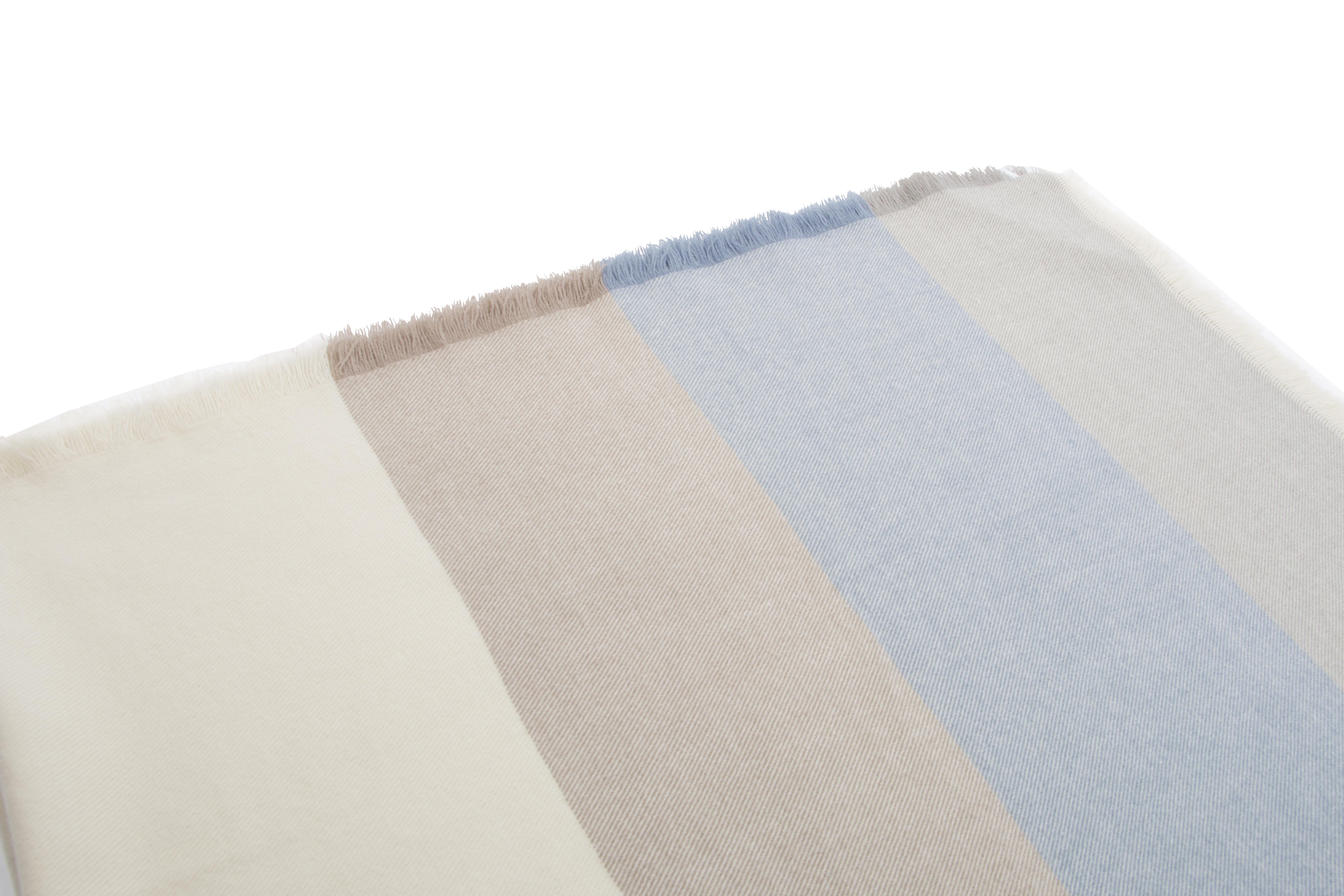 Plaid acrylic STRIPE, 130x180cm, light blue