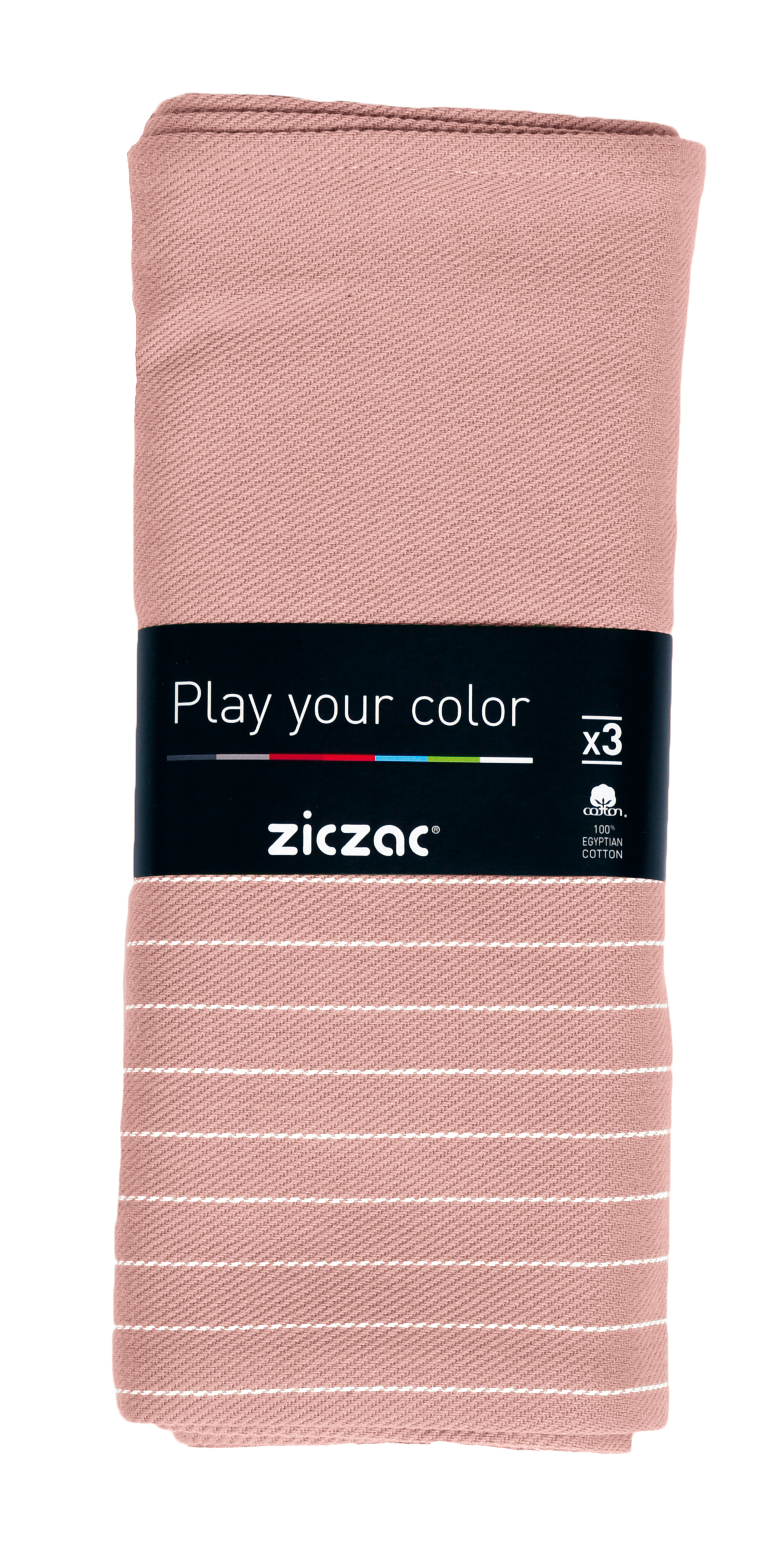 Torchon 50x70cm, set3,stripe coloured center, soft pink