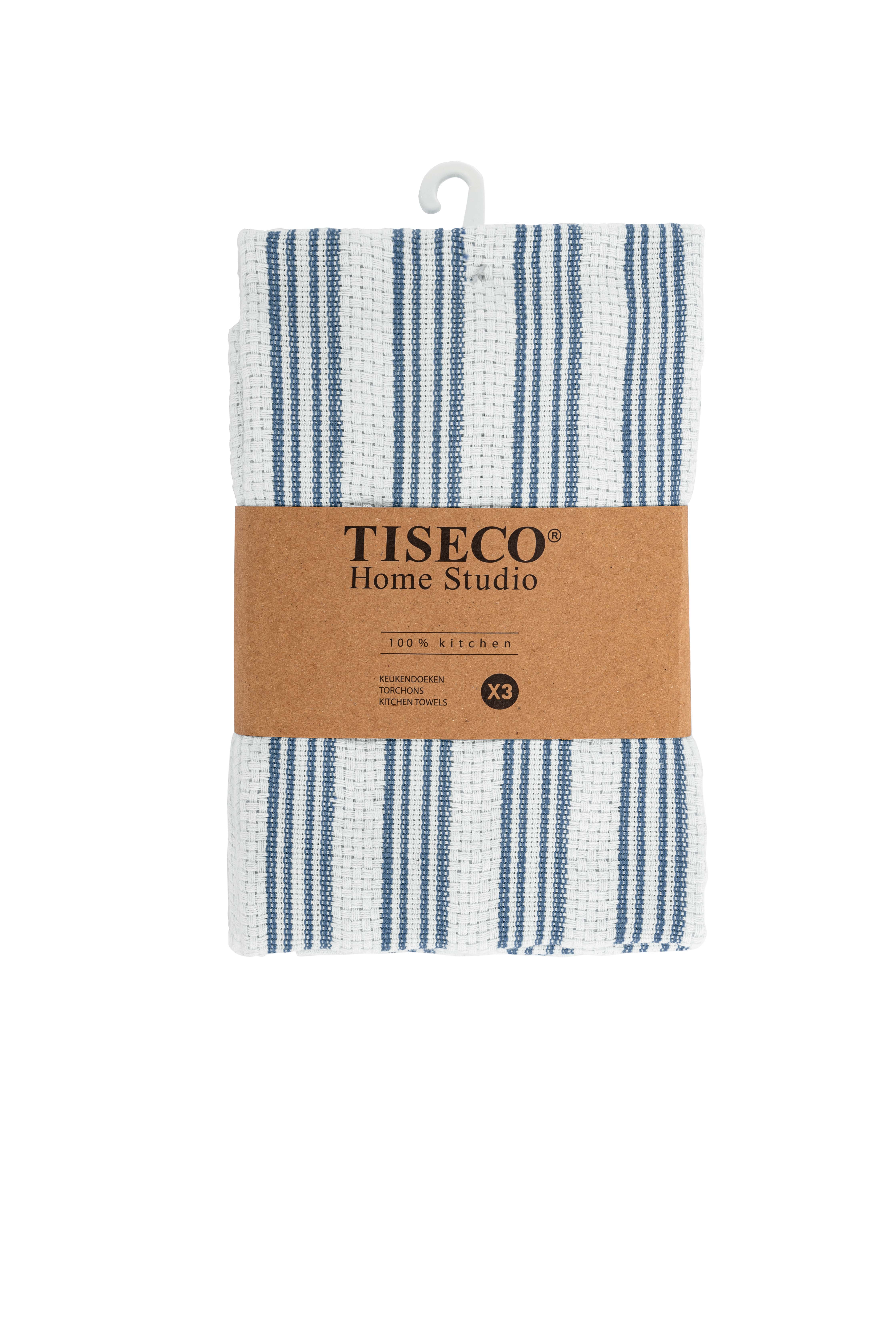 Torchon BASKET WEAVE - SET/3 - 50x70 cm, bleu