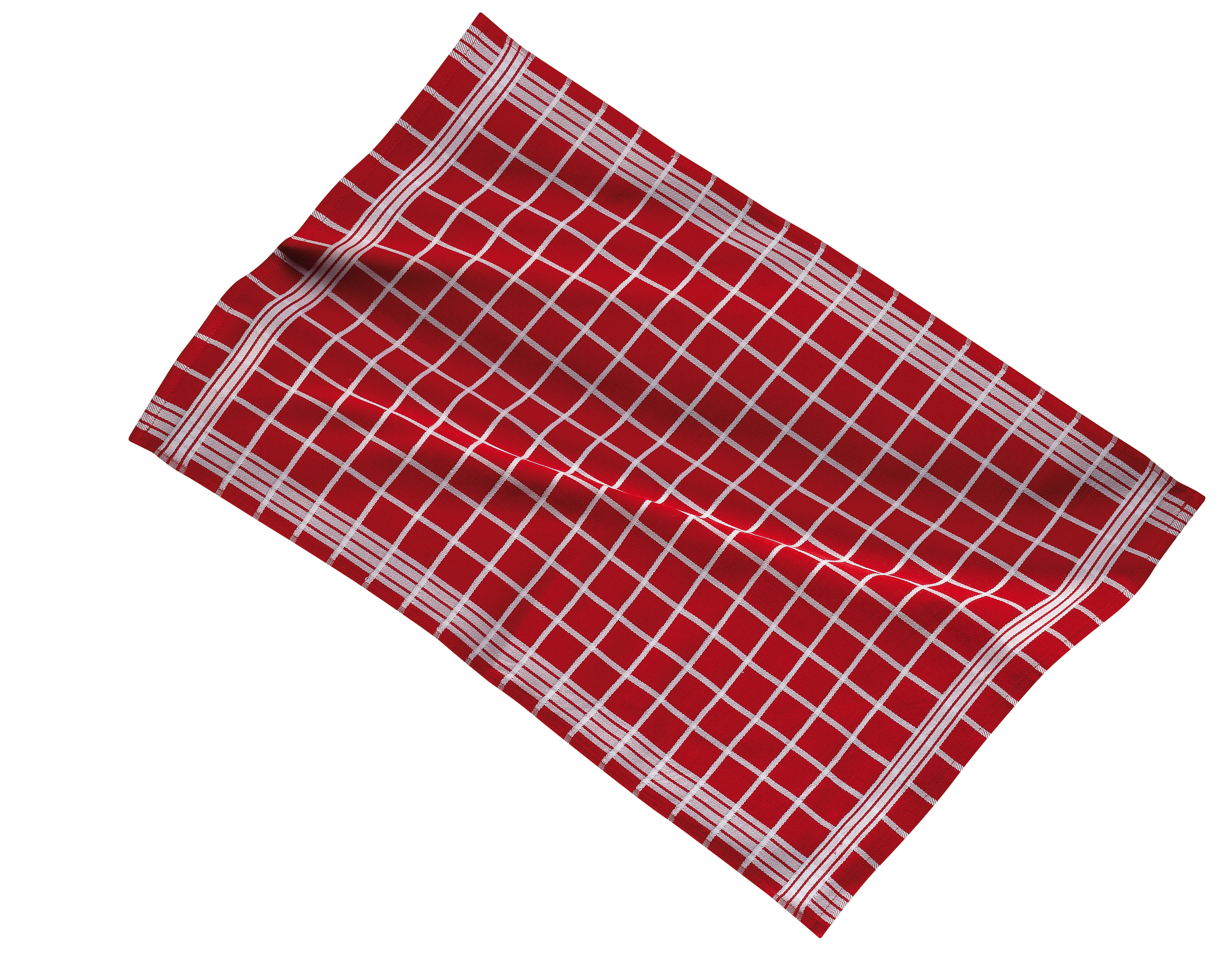 Kitchen towel 50x70cm, set3,check coloured center, red
