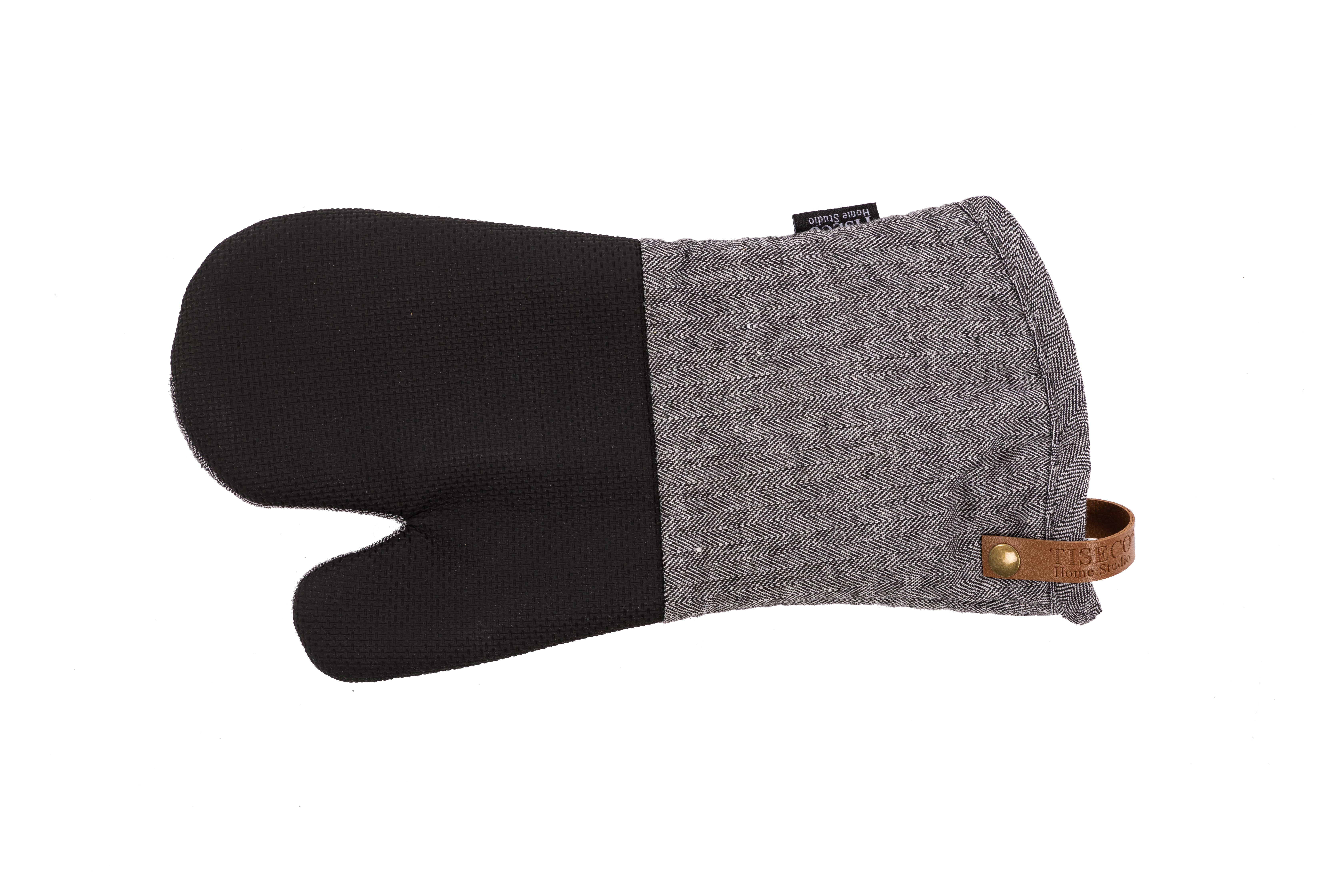 Oven glove (1R + 1L) SHERLOCK Fishbone, 17x33cm, black