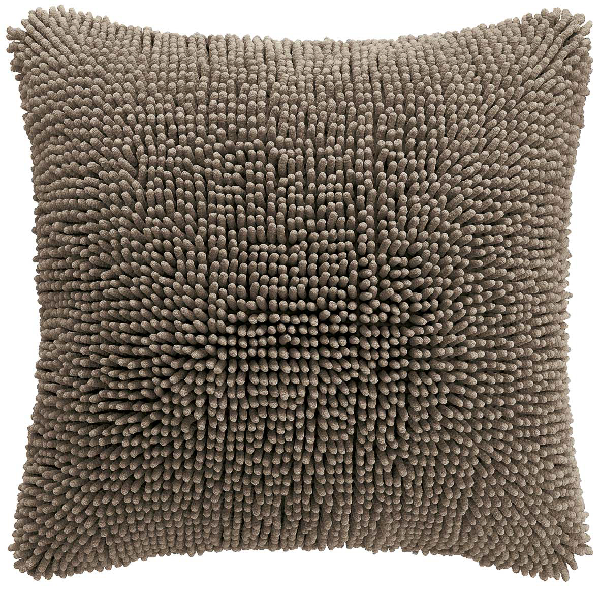 Cushion (filled) Shaggy Truffle, front+back + zipper