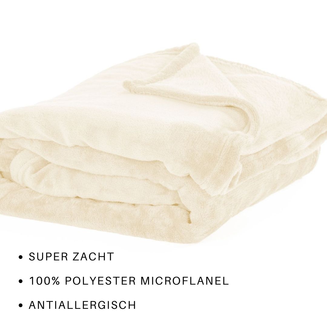 Plaid COSY Microflannel 240x220cm, ivory